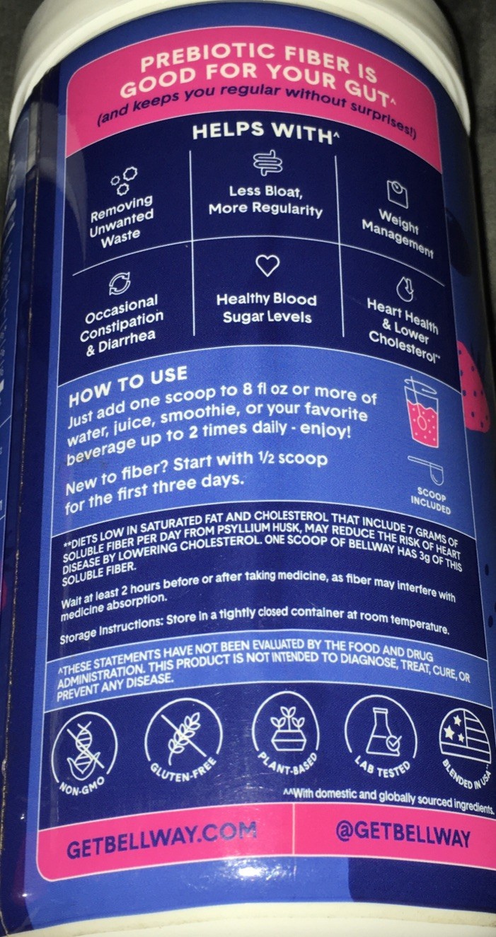 2 Bellway 12.8 Oz Super Fiber + Fruit Psyllium Supplement Mixed Berry No Sugar