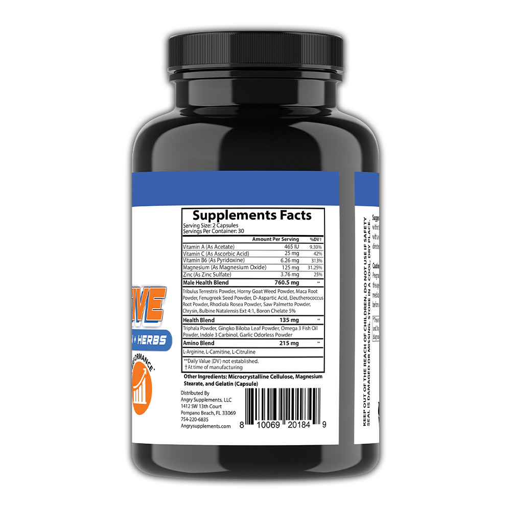 Angry Active Mens 23in1 Multi Vitamin Herbal Test Booster T Boost Supplement 2pk