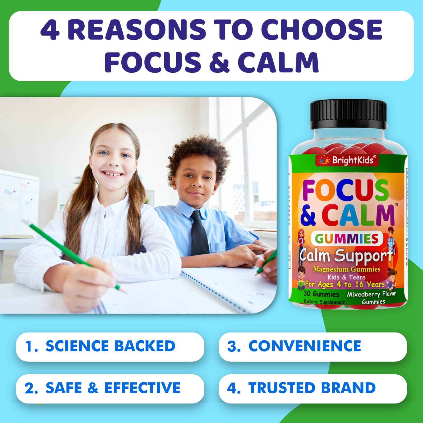 Brain Booster Supplement For Kids & Teens, Support Memory, Kids Vitamin 12/12/25