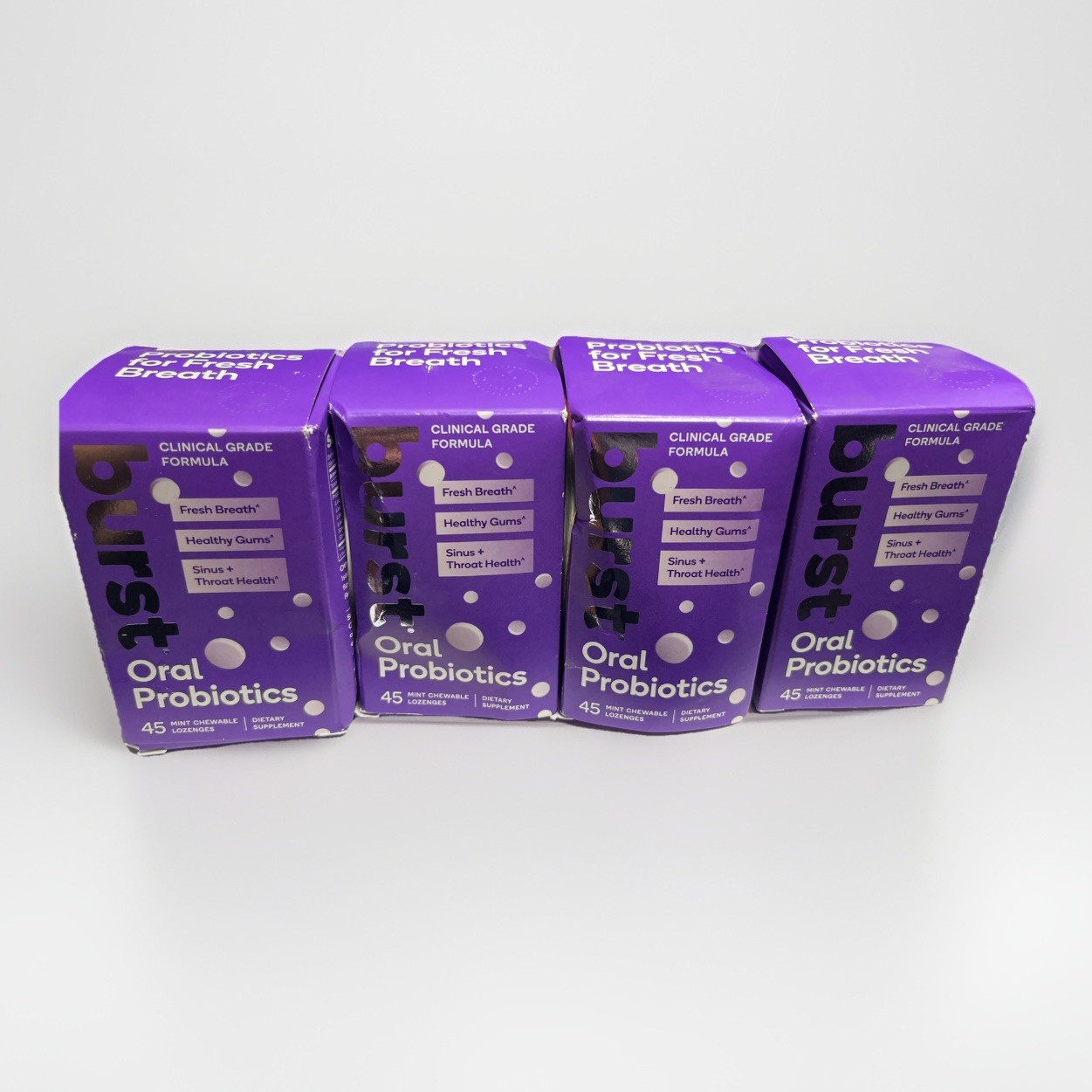 4PK Burst Oral Probiotics Mint Chewable Lozenges Supplement Ea Exp06/30/26+