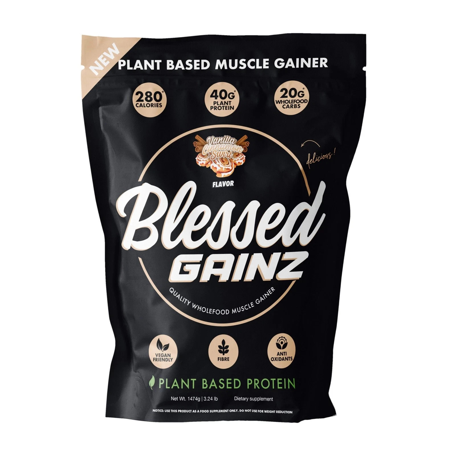Gainz Wholefood Muscle Gainer – Vanilla Cinnamon Swirl (20 Servings)
