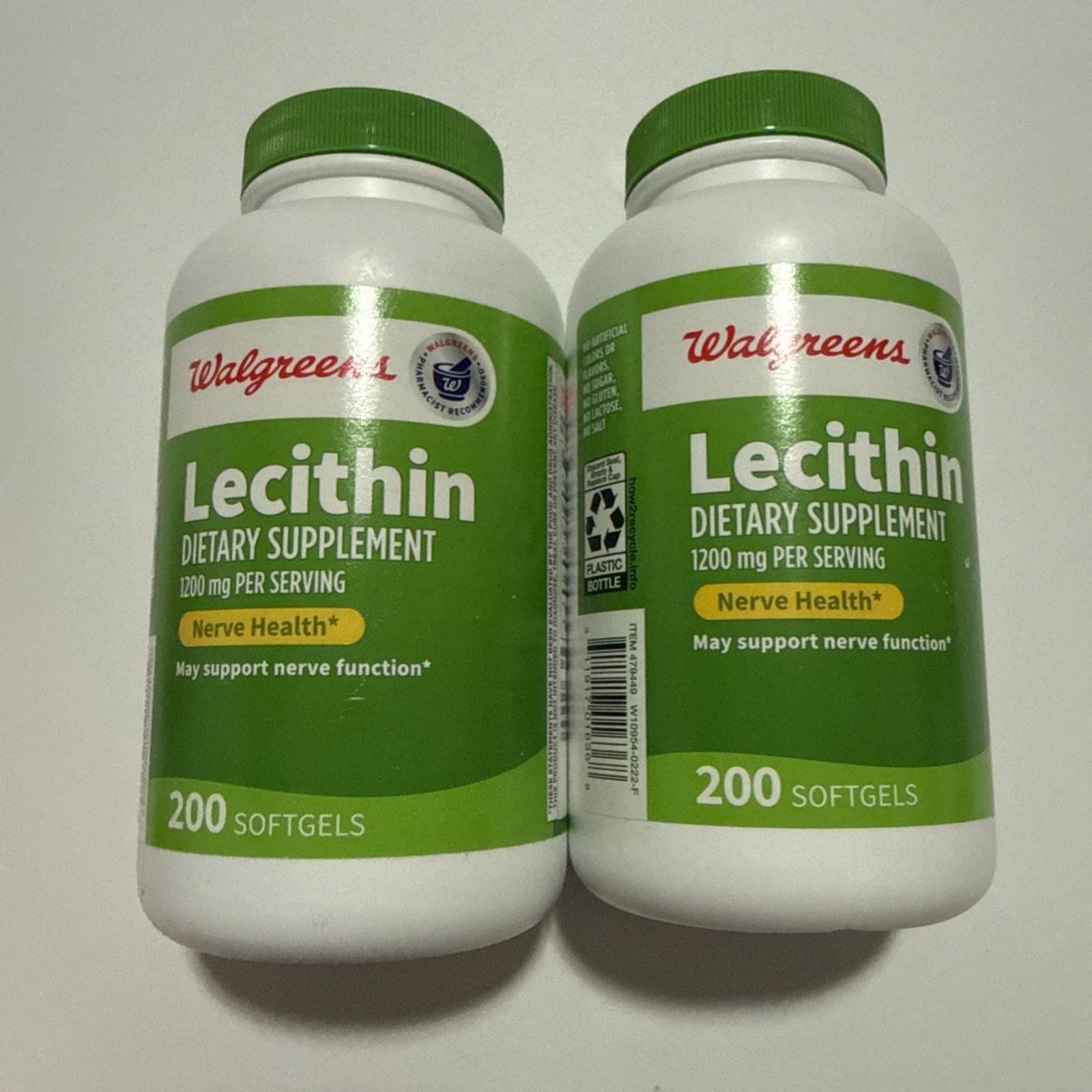 2 Bottles of Lecithin 1200mg / 200 Soft Gels NERVE HEALTH Walgreens Essentials