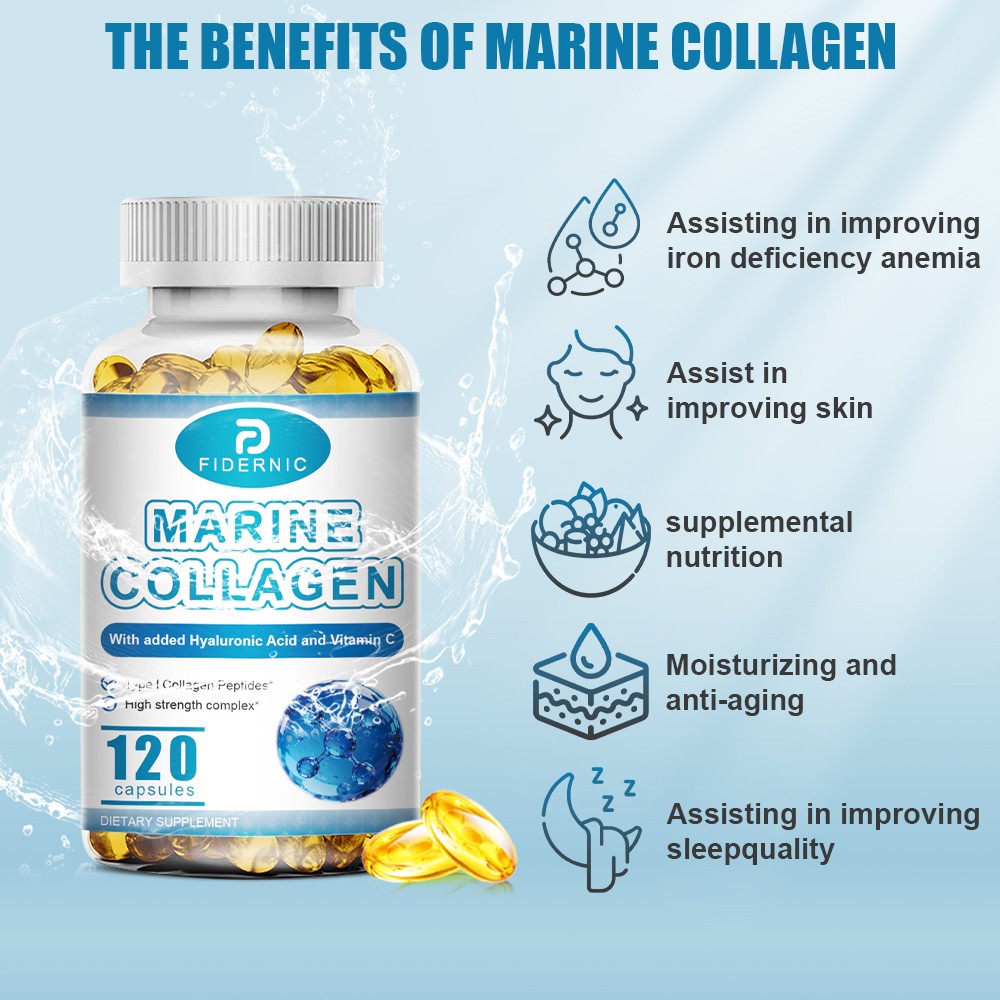 Premium Marine Collagen 1300mg Type I + Hyaluronic Acid + Vitamin C – Capsule