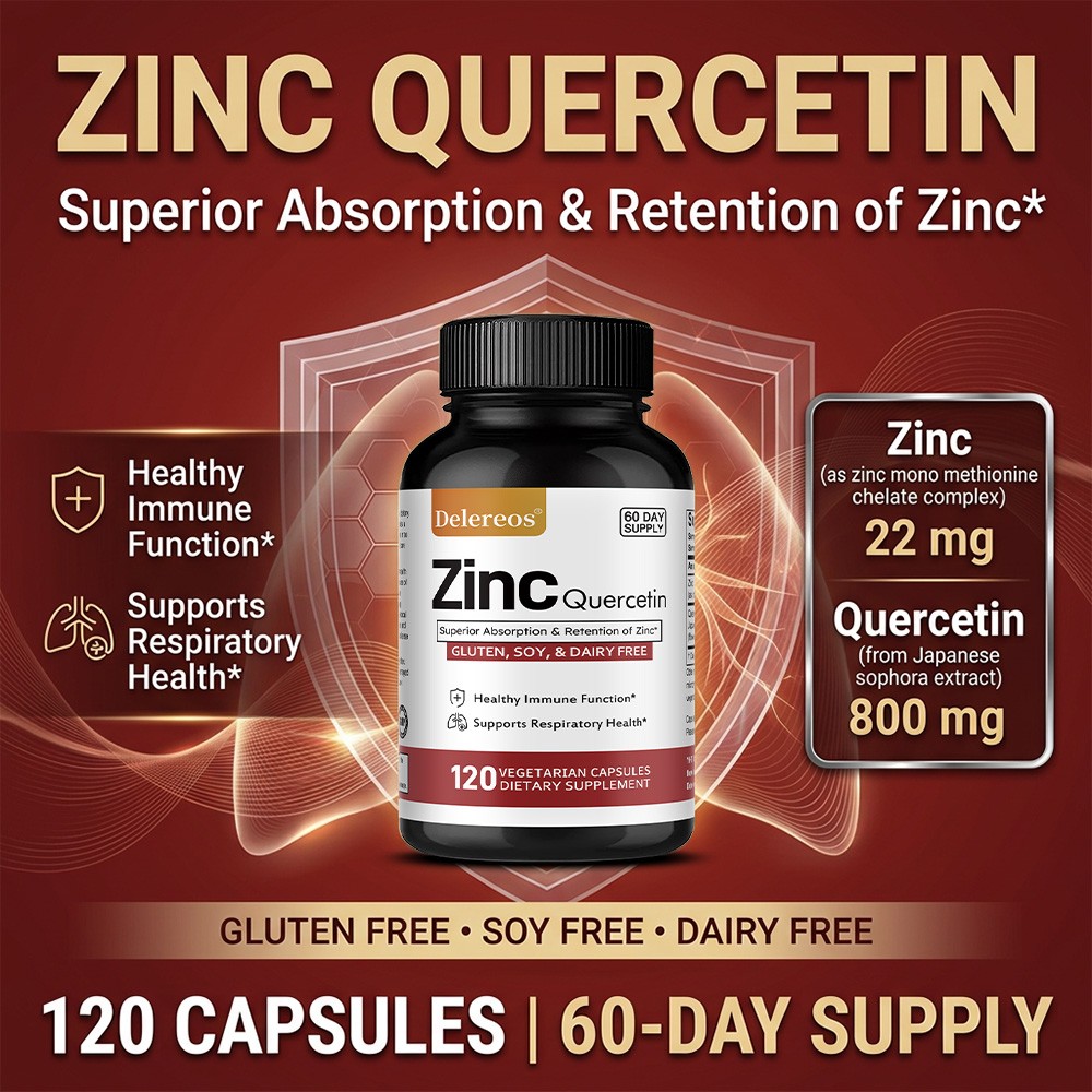Zinc 22mg Quercetin 800mg Chelate Complex 30/60/120 Vegetarian Capsules