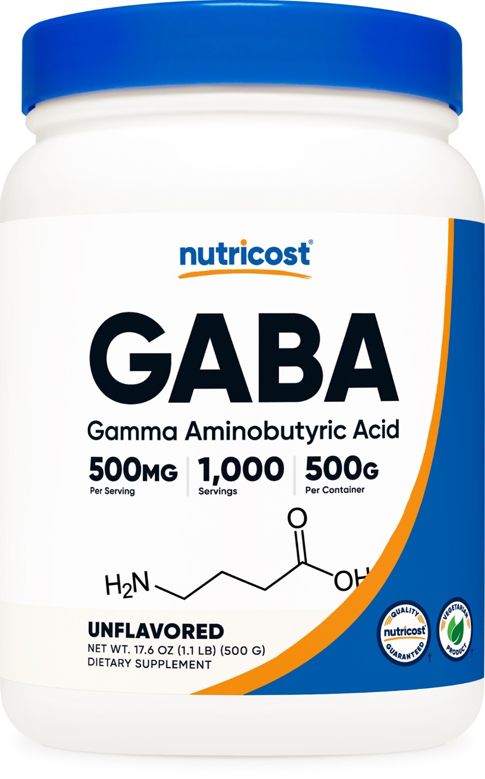 Nutricost Pure GABA 500g Powder (Gamma Aminobutyric Acid) 1,000 Servings
