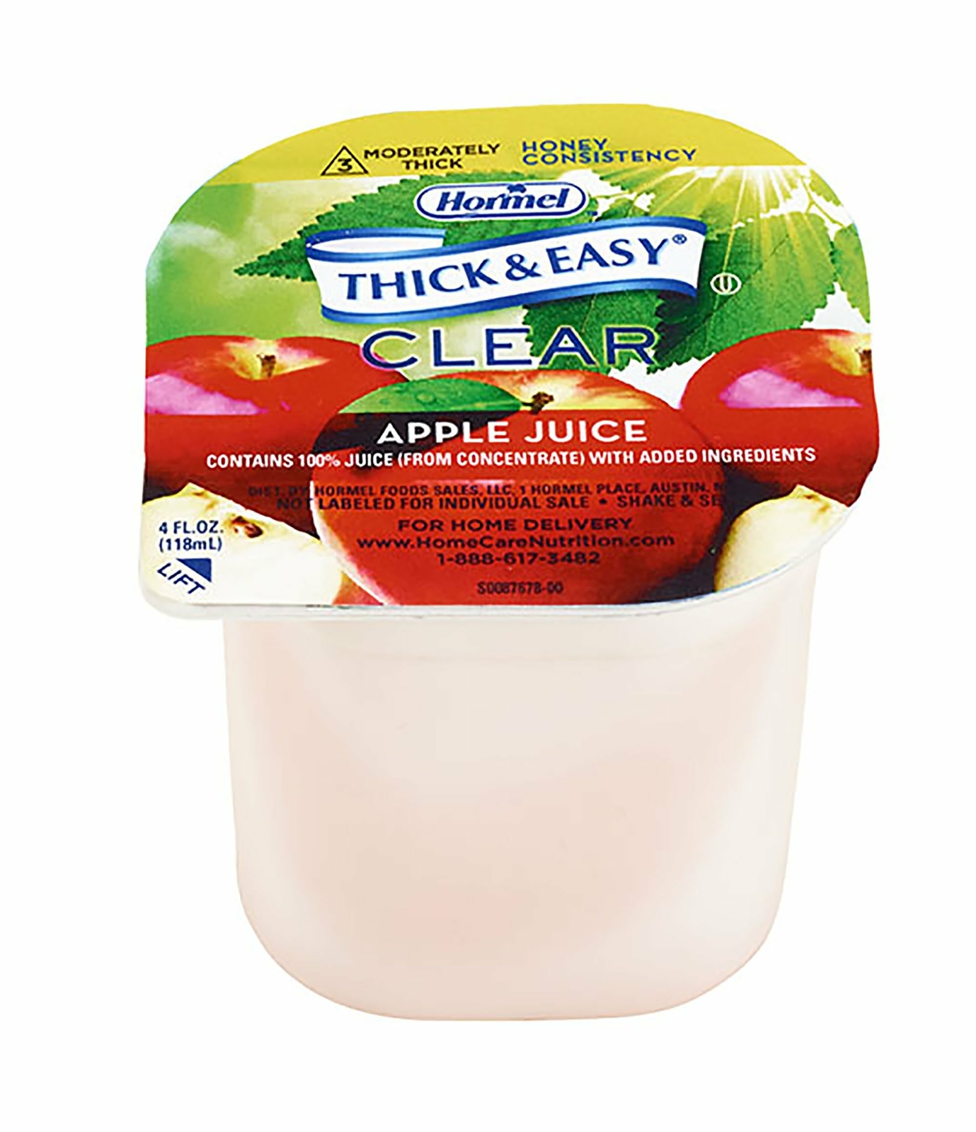 Thick & Easy 12687 Thickened Beverage Apple Juice Honey 4 oz Cup 24 Ct