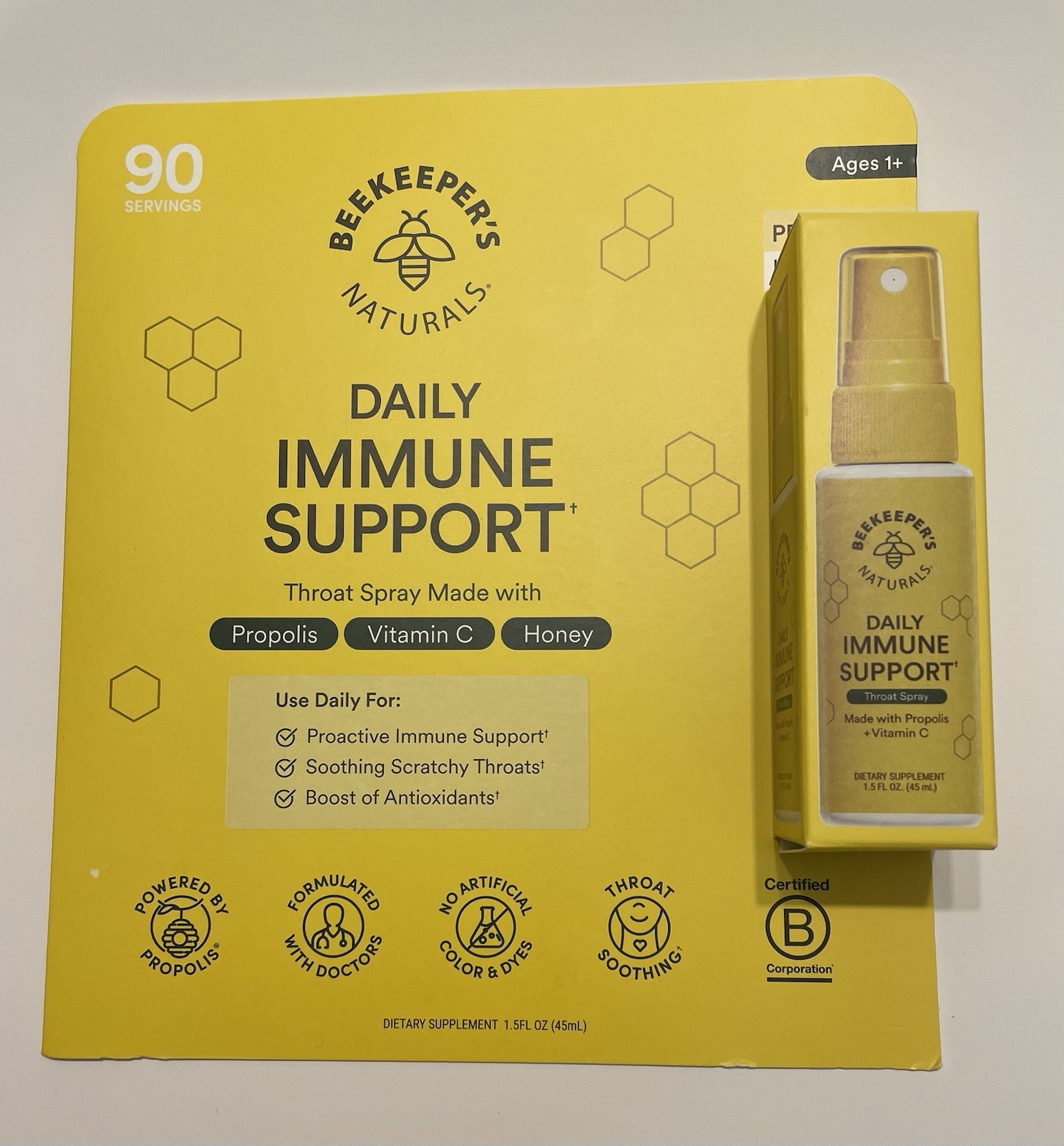 Beekeepers Naturals Propolis Immune Throat Spray Vitamin C Honey 1.5 Oz EX08/28