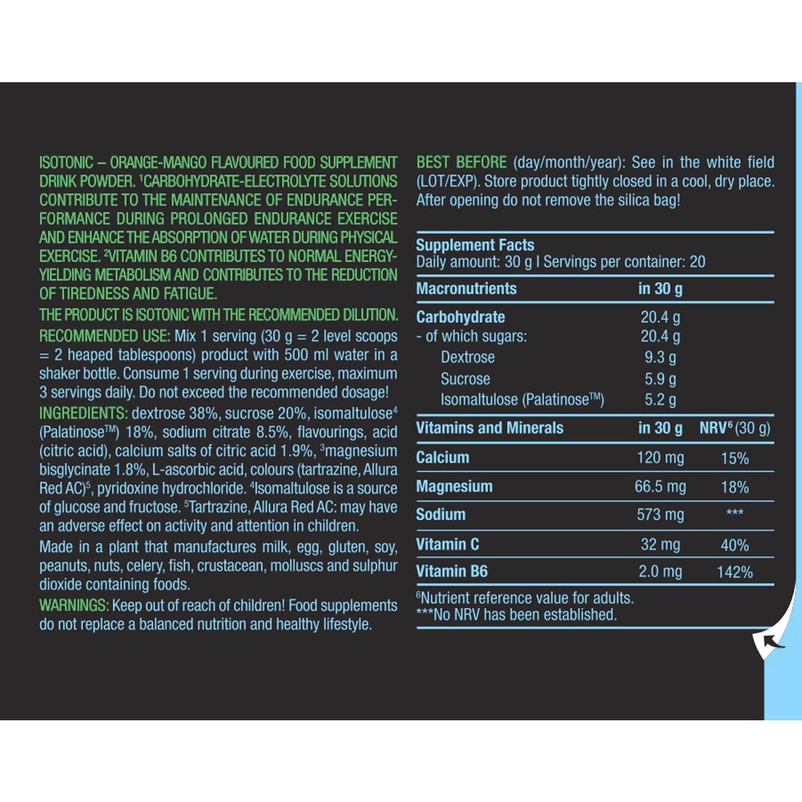 ISOTONIC – 600 g – Carbohydrates Electrolytes Training Endurance Energy Vit C, B