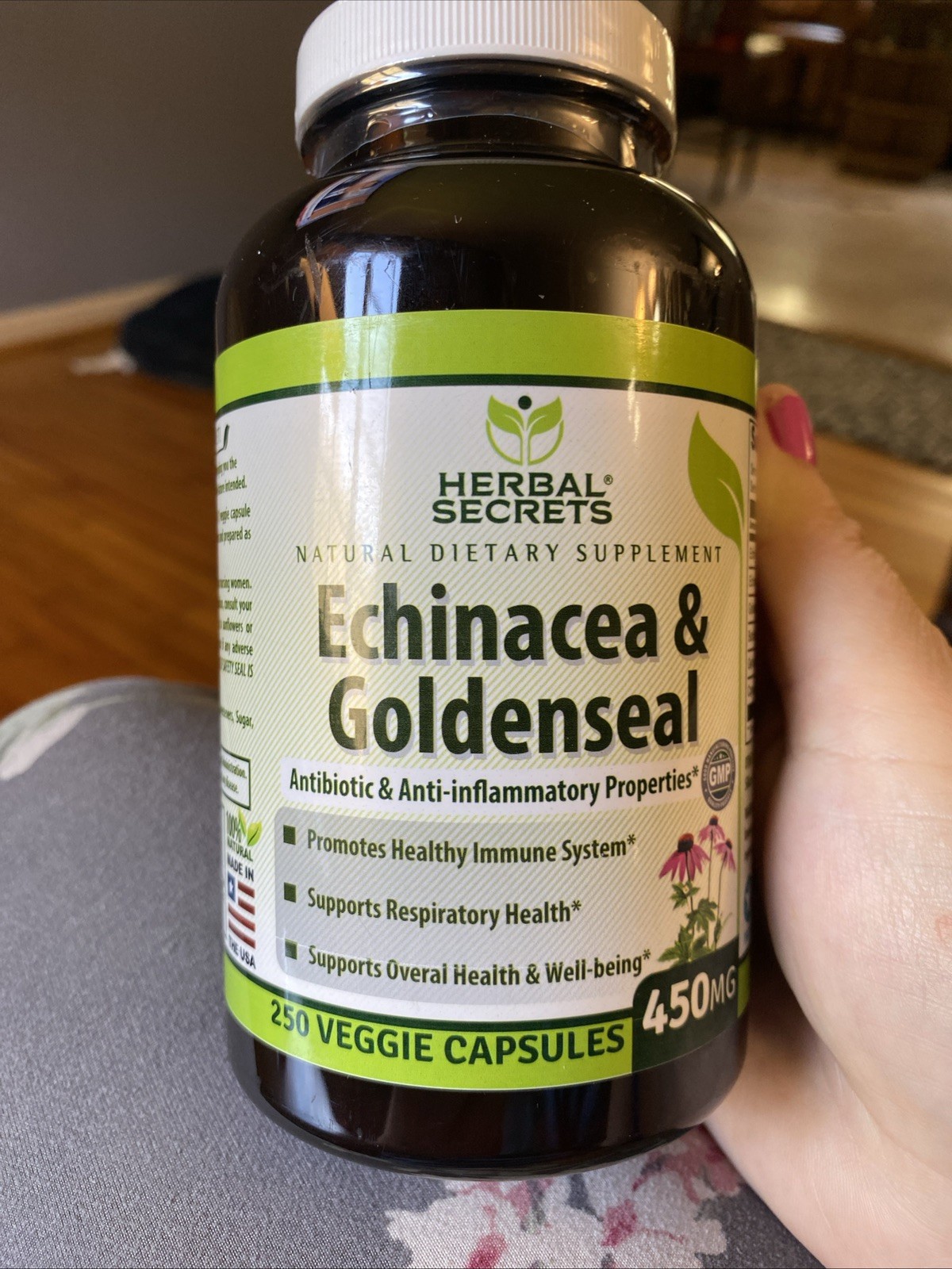 Herbal Secrets Echinacea & Goldenseal Root 450 Mg 250 Capsules