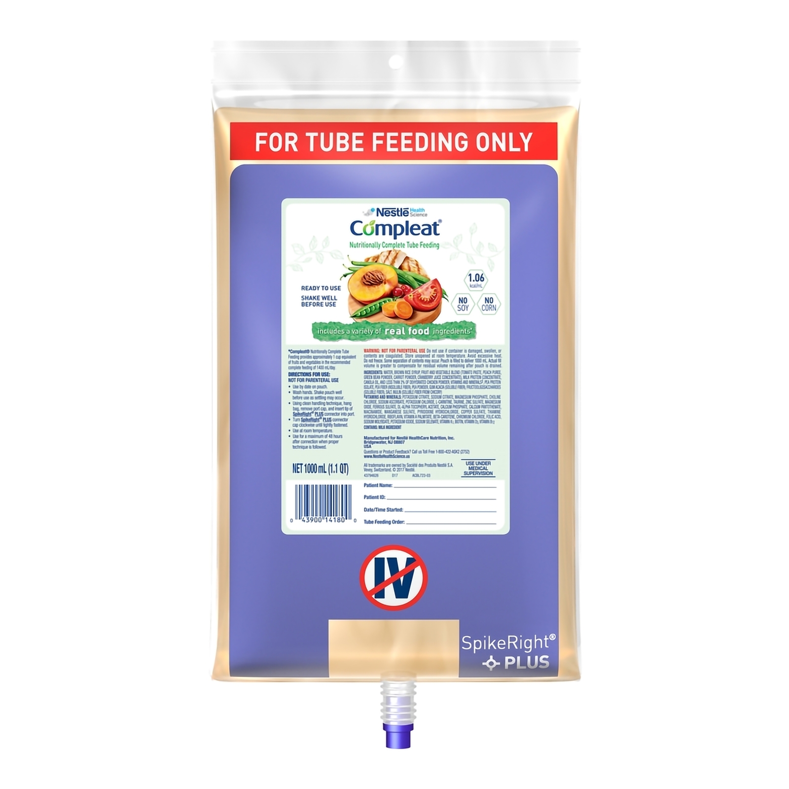 Nestle Compleat Original Tube Feeding Formula Unflavored 1000 mL 6 Ct