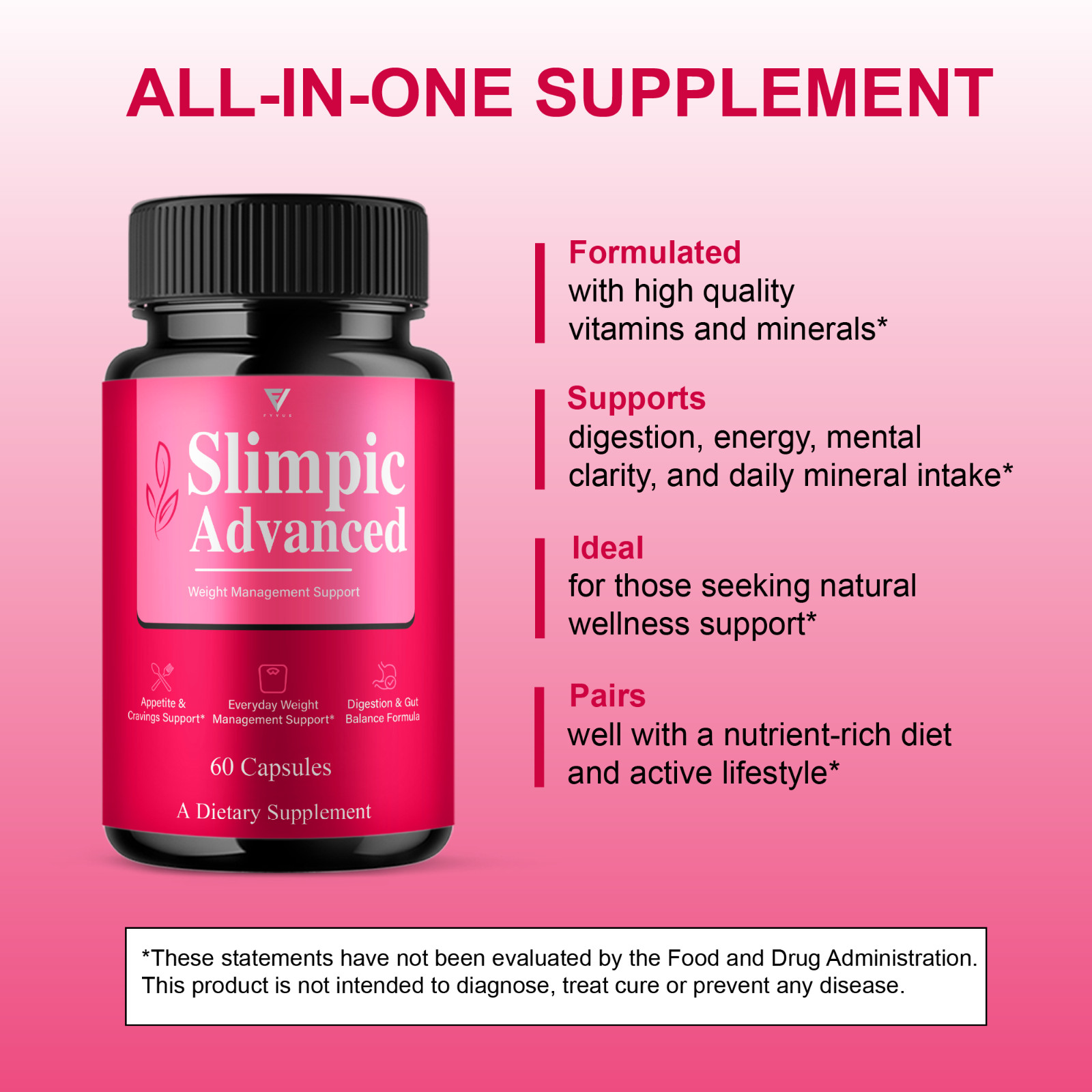 (3 Pack) Slimpic Weight Management Support Supplement Pills (180 Capsules)