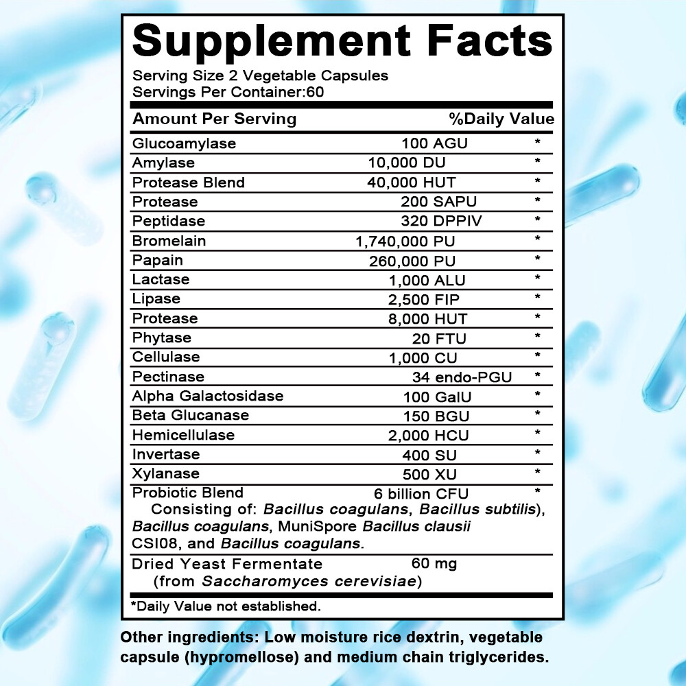 Protease + Amylase Capsules – Promotes Metabolism and Immune System Health