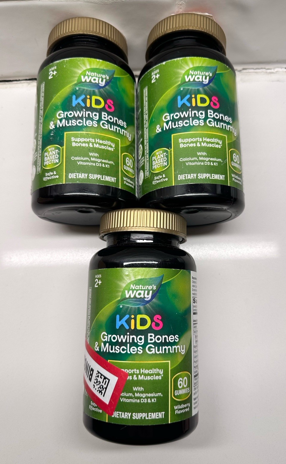Lot of 3 NEW Nature’s Natures Way Kids Growing Bones Muscles Vitamins 03/2026