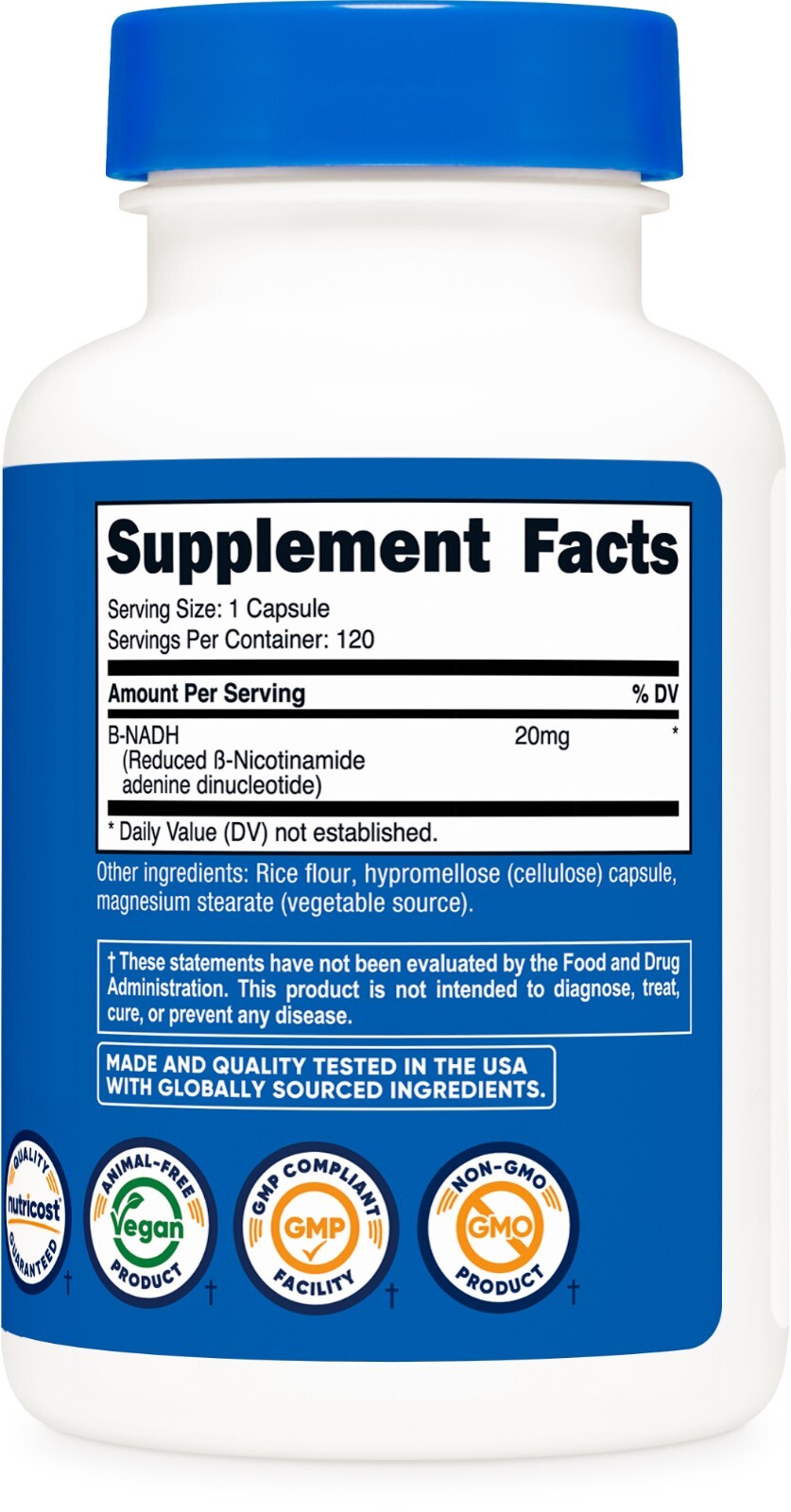 Nutricost NADH Supplement (20mg) 120 Capsules