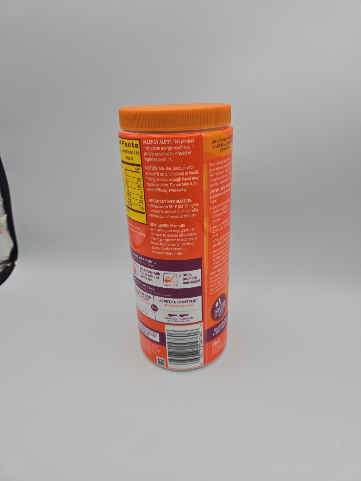 Metamucil Premium Blend Sugar-Free with Stevia – Orange (72 teaspoons) 06/2027
