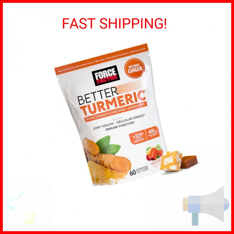 FORCE FACTOR Better Turmeric Supplement 400mg with Black Pepper & Ginger, Extra