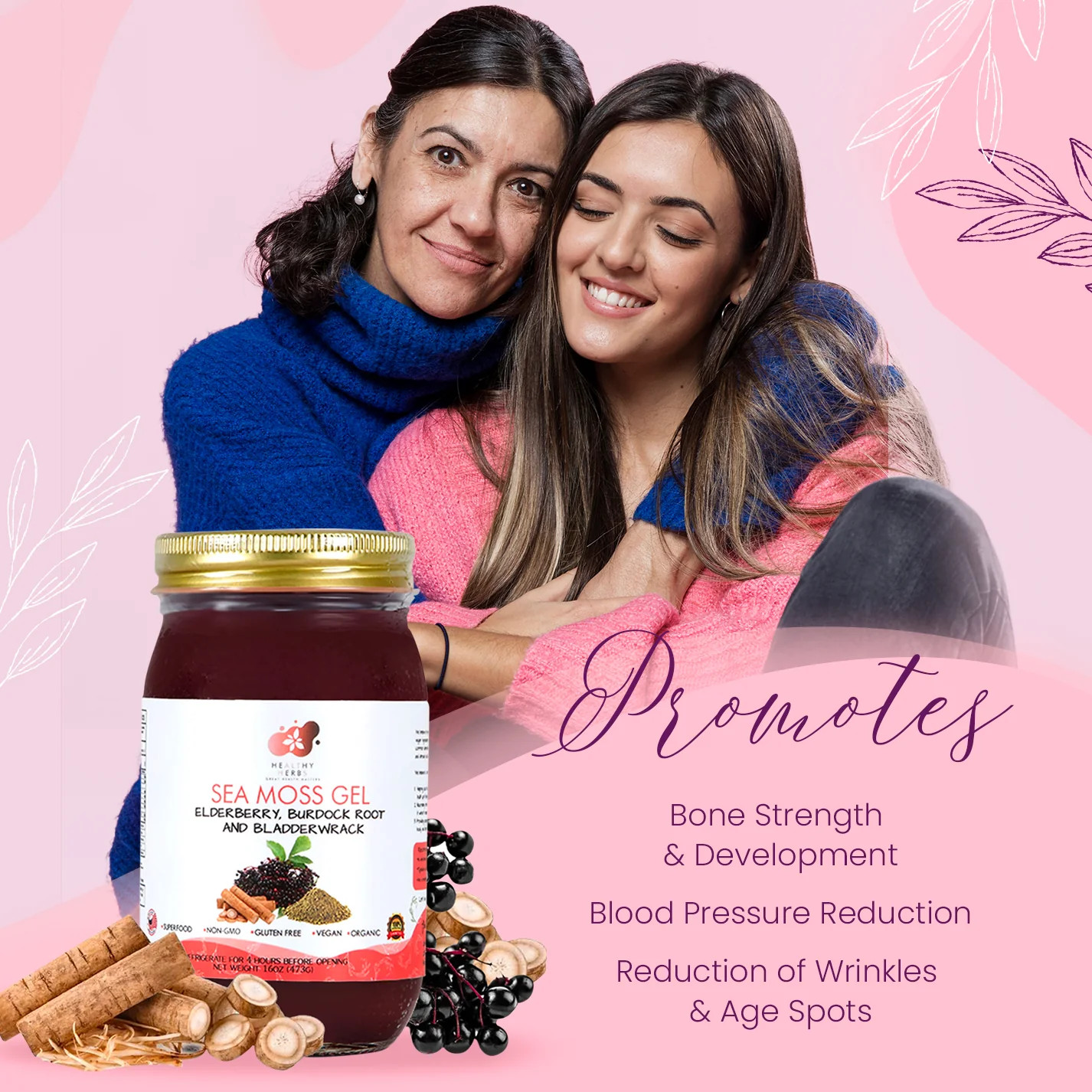 Healthy Herbs | Sea Moss Gel with Elderberry, Burdock Root and Bladderwrack