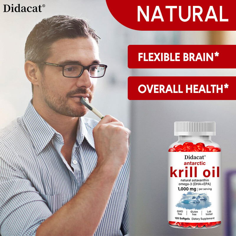 1000mg Krill Oil,Rich Omega-3 EPA DHA,Nourish Heart,Brain & Joint,120 Softgels