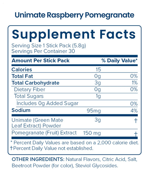 Unicity Unimate Raspberry Pomegranate Box Of 30 Sachets – Exp 2027