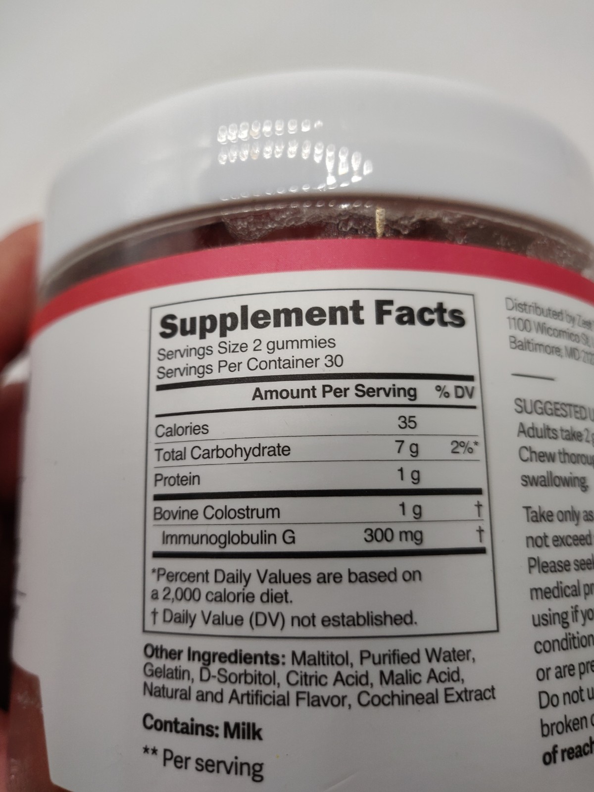 Zest Colostrum Supplement Gummy Chews for Adults High IgG Hair Gut Immunity 60ct