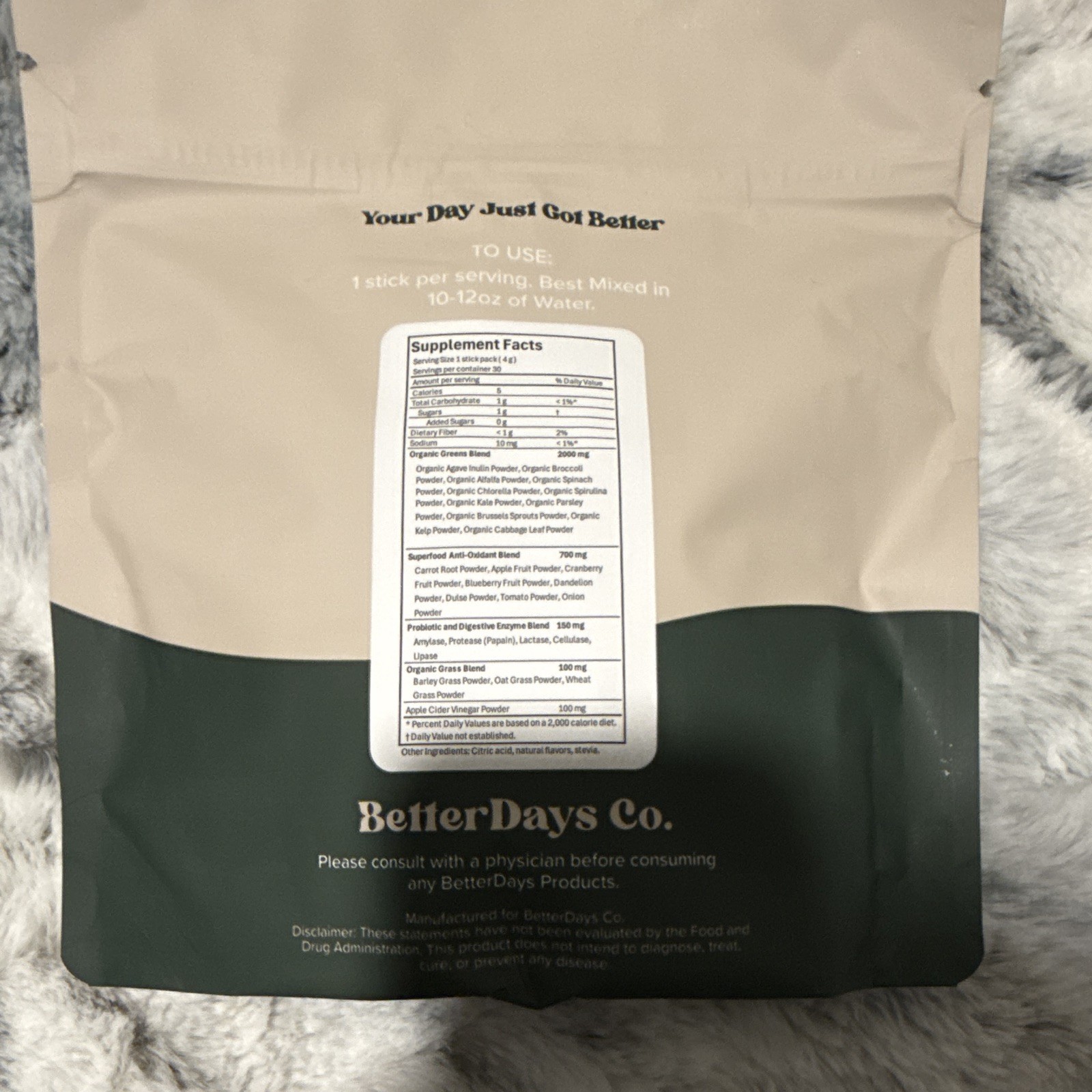 BetterDays Co. BetterGreens Superfood Greens Powder Digestive Support 10.2 oz