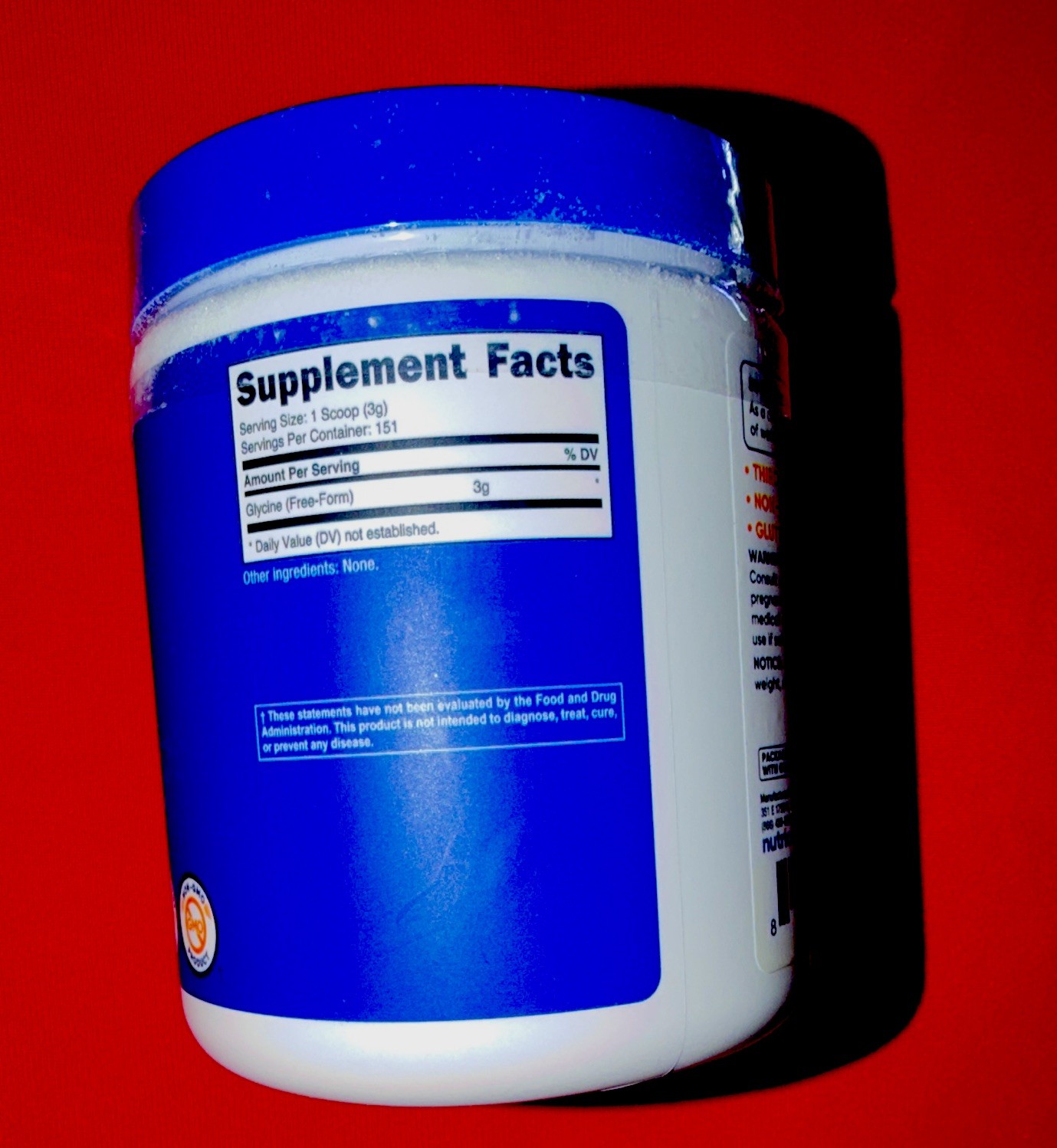 Nutricost Glycine Powder Unflavored 1 lb 16.2 oz 151 Servings Gluten-Free