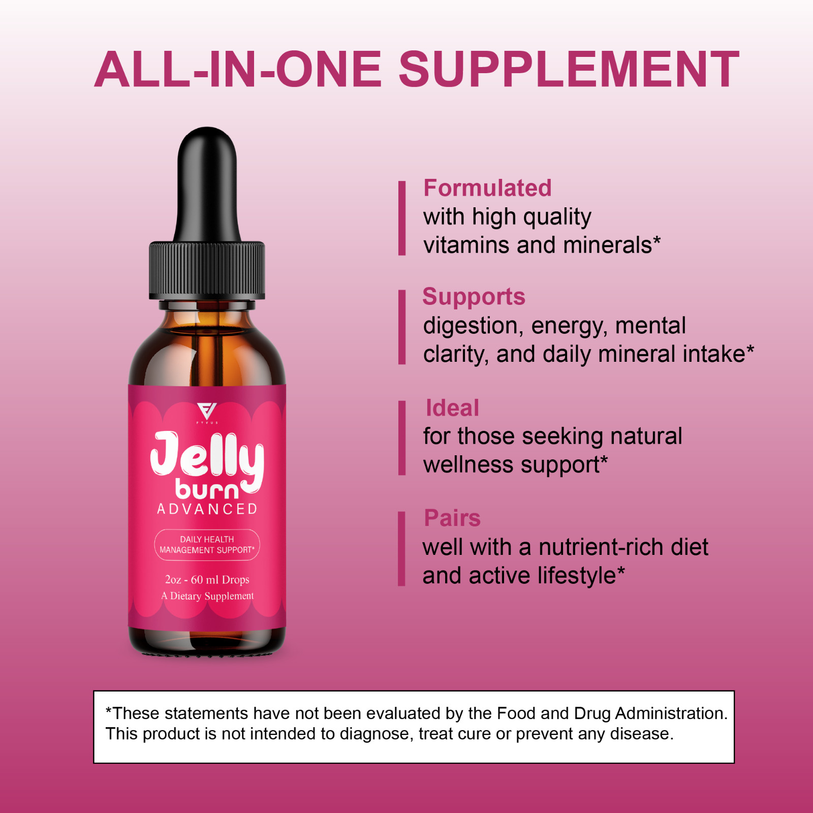 Jelly Burn Weight Management Drops, JellyBurn Liquid Supplement (2oz)