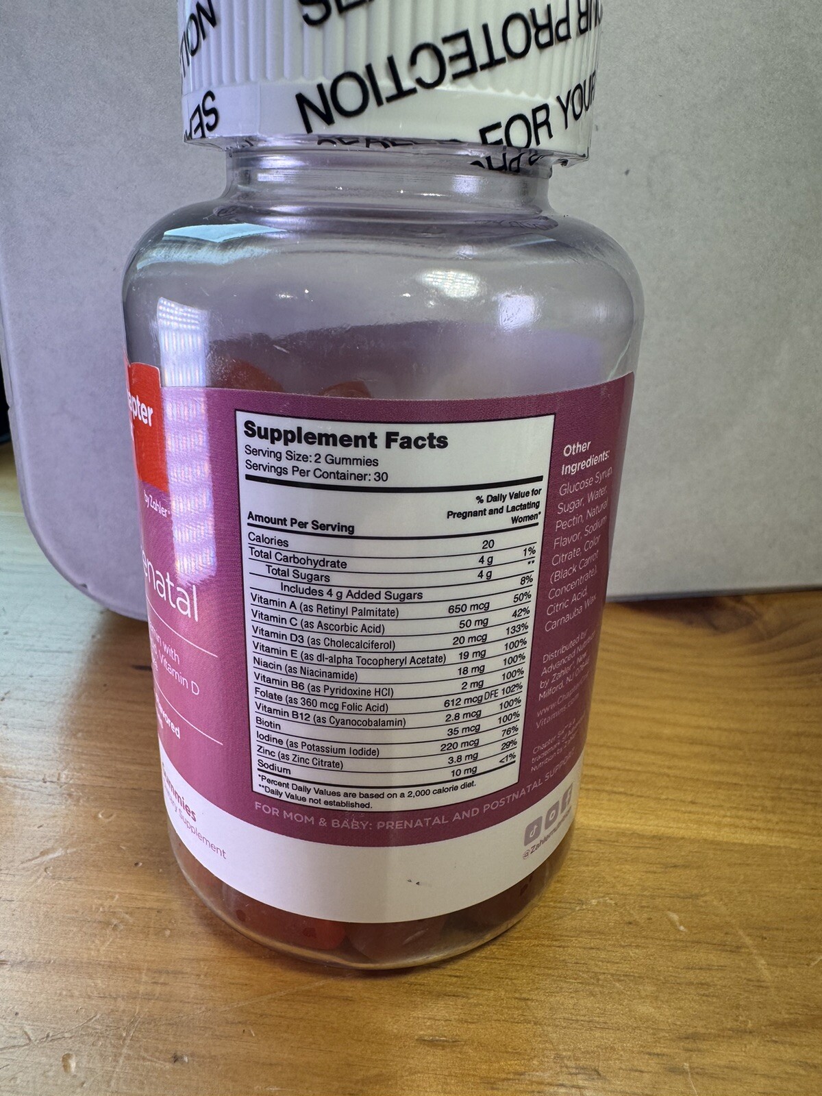 New Sealed Zahler Chapter Six Womens Prenatal Grape Flavor Vitamins 60 Gummies