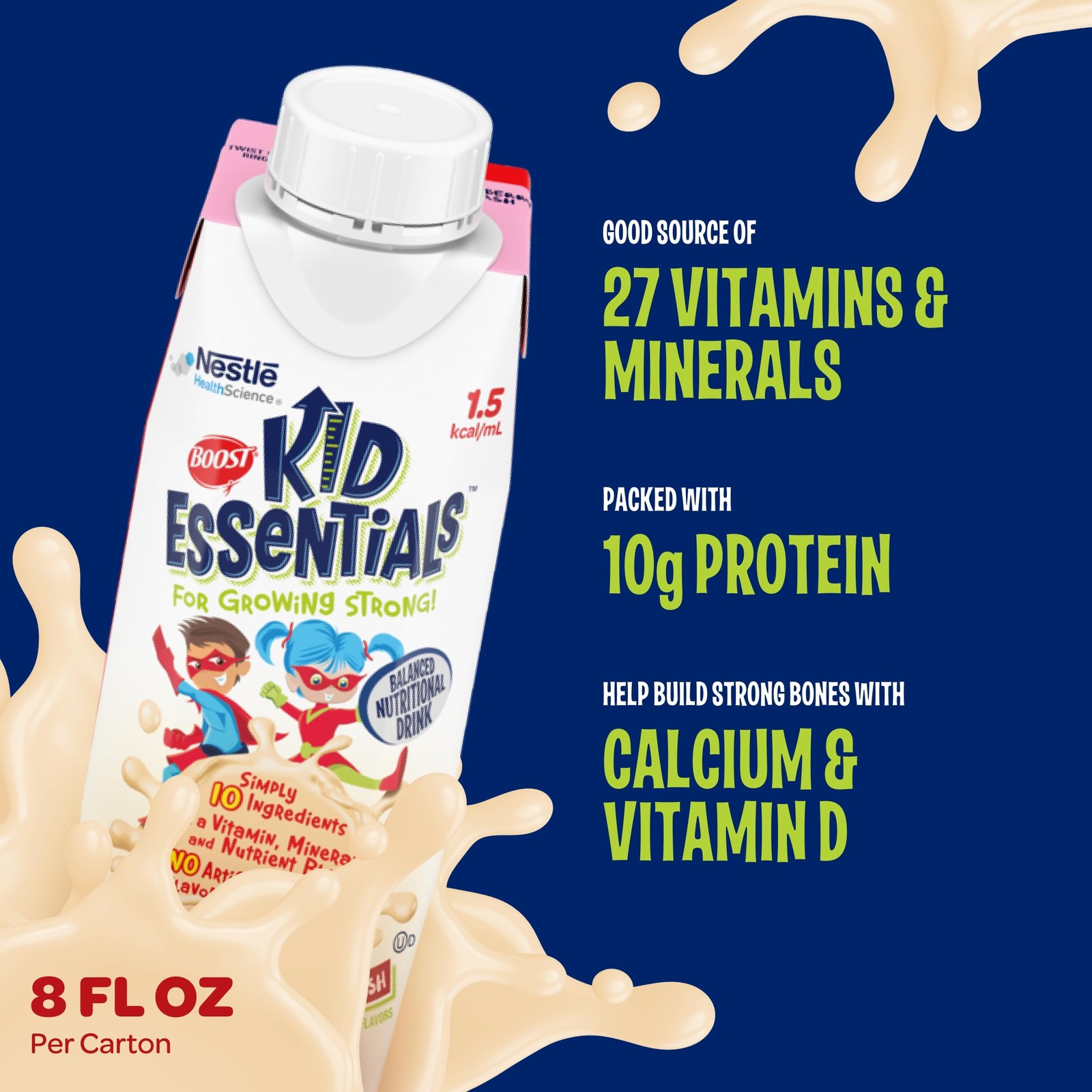 Boost Kid Essentials 1.5 Strawberry Splash 8 Fl Oz Pack Of 24