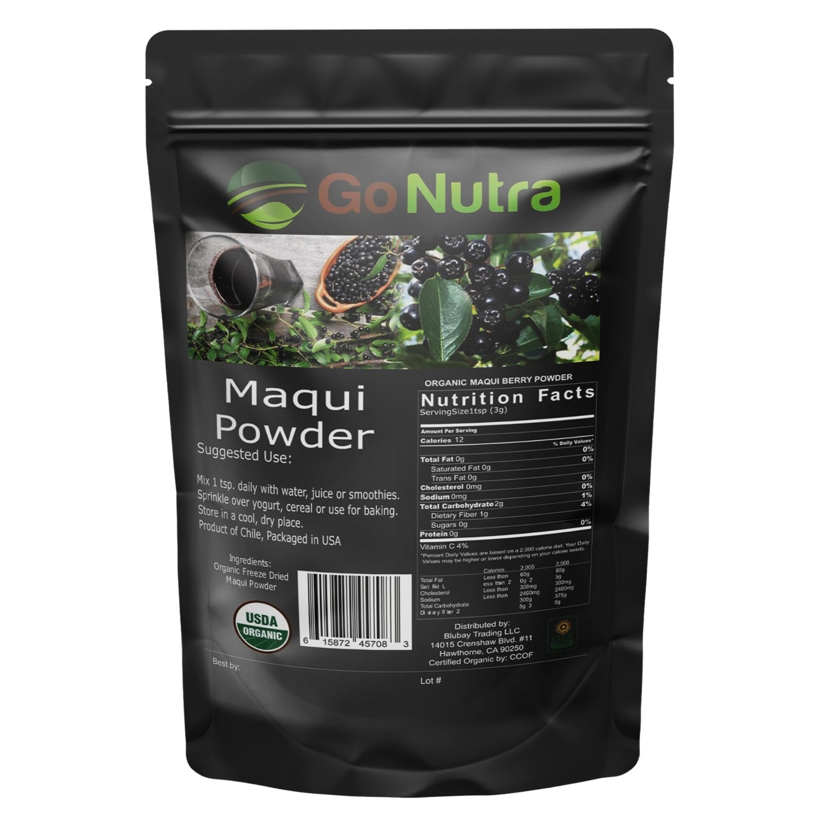 Maqui Berry Powder Organic Freeze-Dried 1 lb Superfood from Chile Maqui Powder