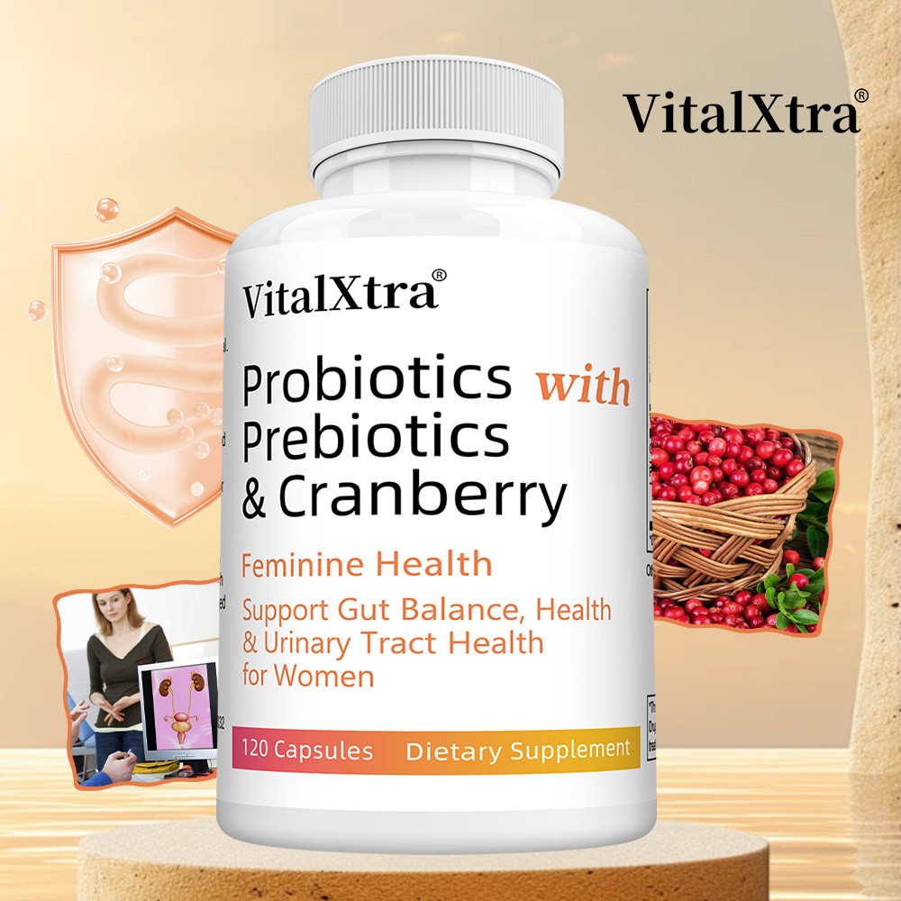 Feminine Health Supplement With Probiotics Prebiotics Cranberry 120 Capsules