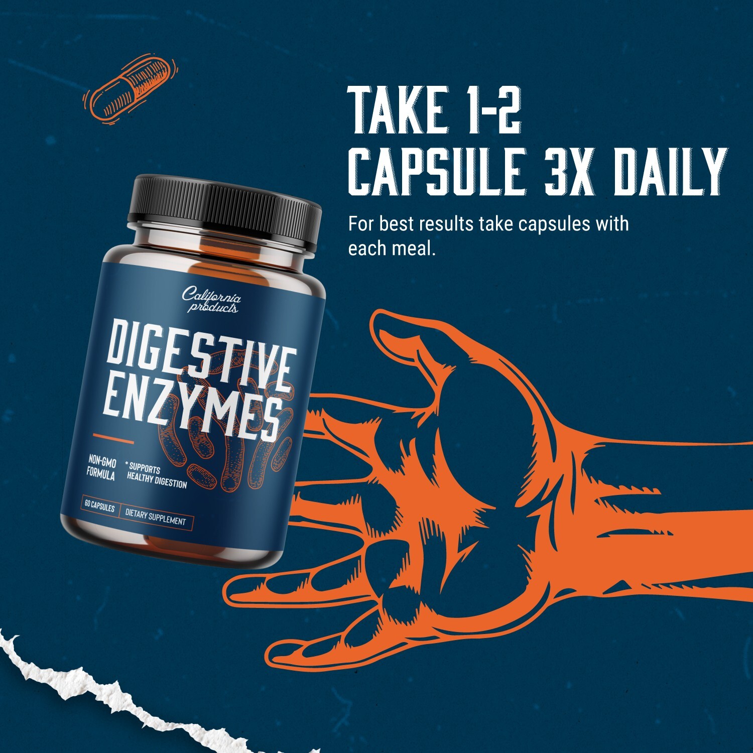 Pure Digestive Enzyme Capsules with Lipase Amylase Protease – Aids Digestion
