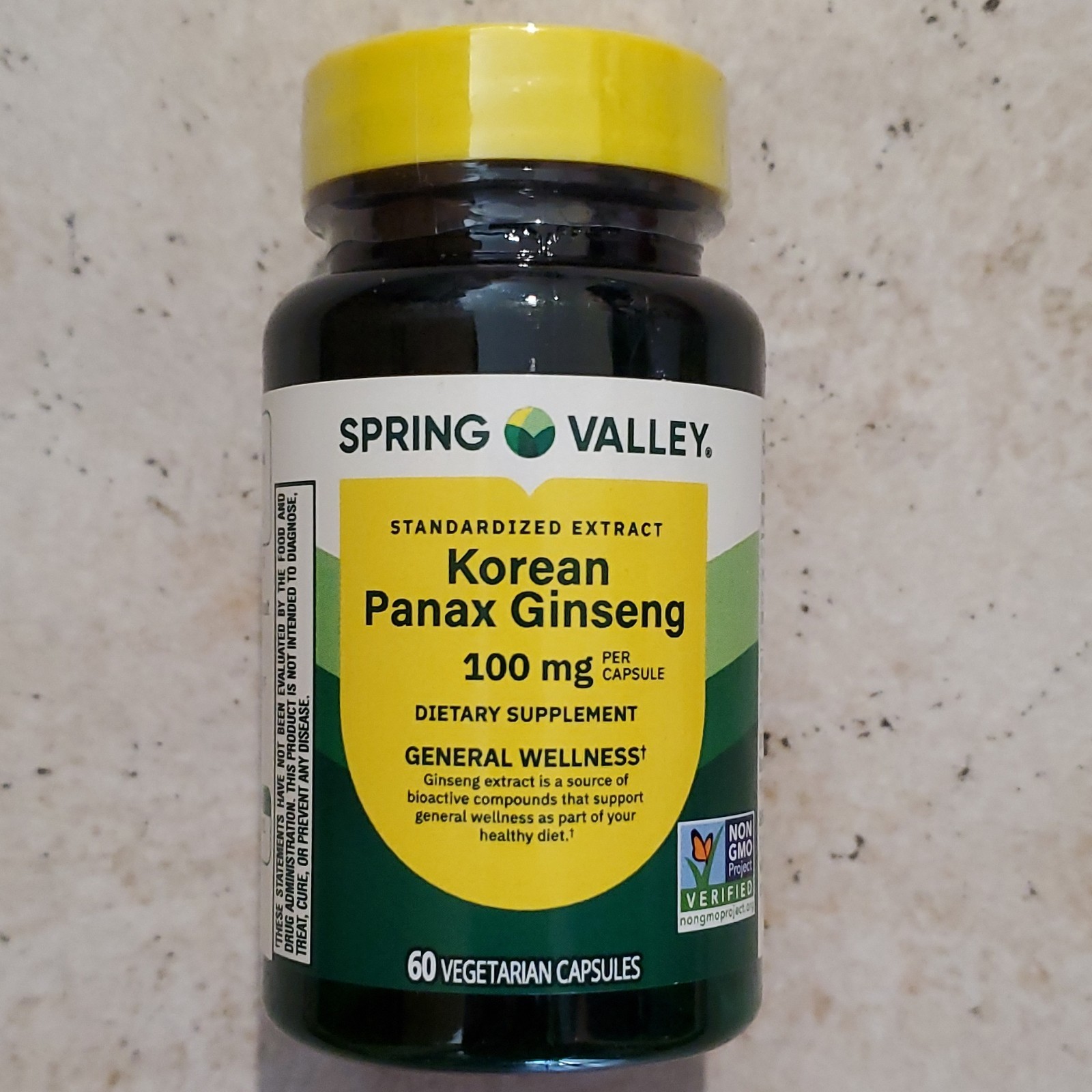 Spring Valley Korean Panax Ginseng 100mg Vegetarian Capsules 60ct Non-GMO