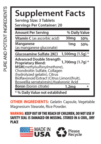 glucosamine sulfate – GLUCOSAMINE & MSM 3200mg – antioxidant formula 3B