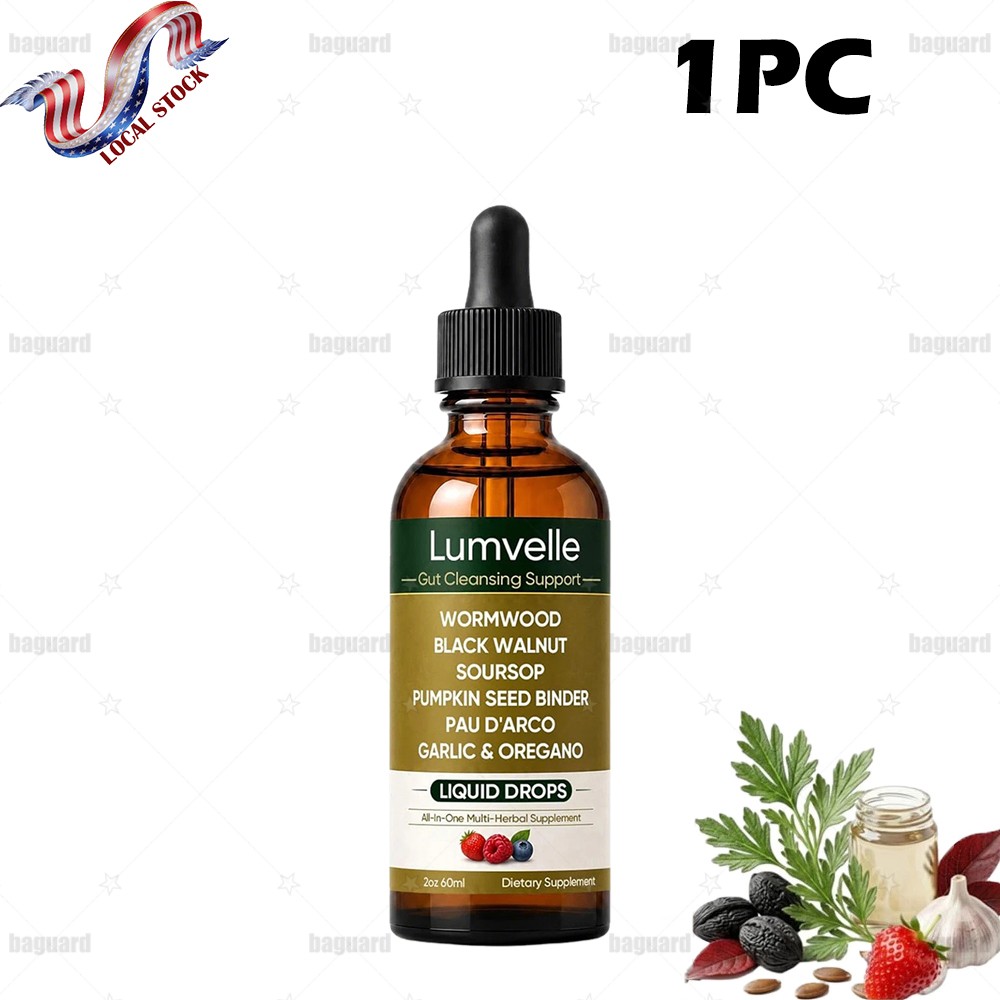 Lumvelle Wild Harvested Wormwood Herbal Drops, Lumvelle Gut Cleanse Support 60ML