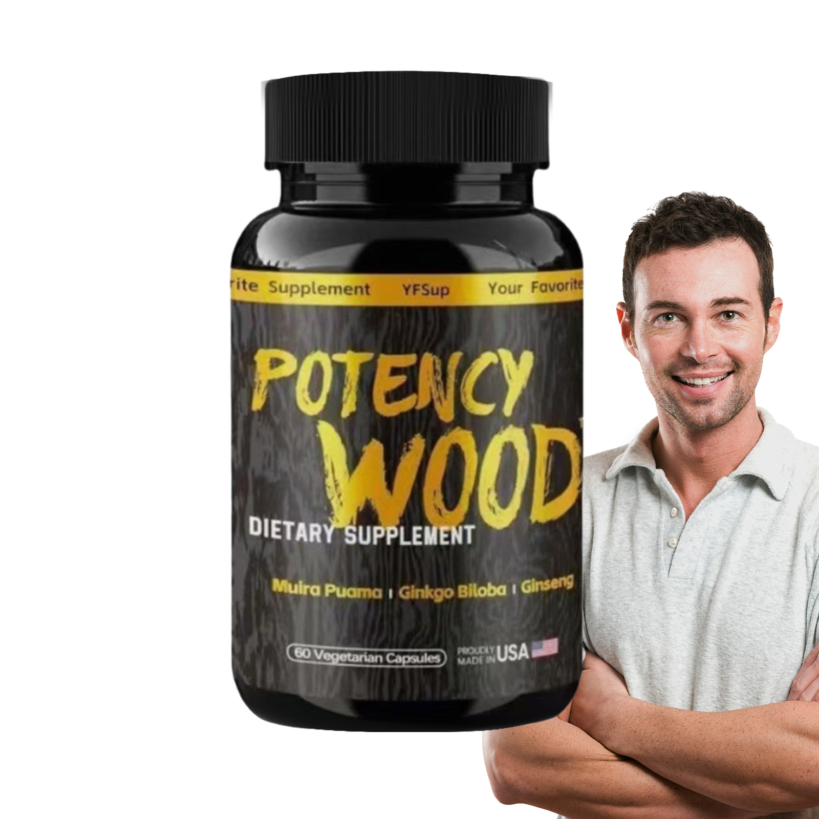 Potency Wood Ginseng Ashwagandha Gingko Tribulus, Herbal Supplements 60 Capsules