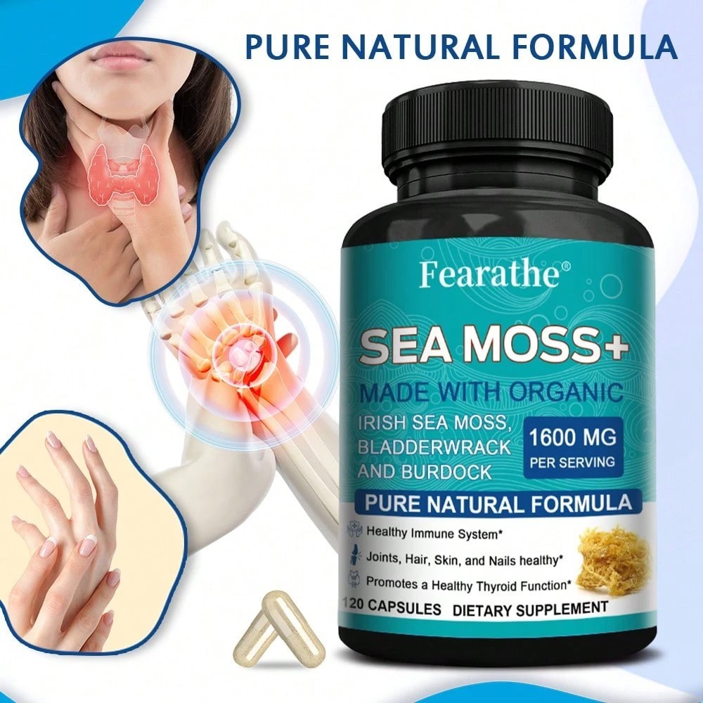 Sea Moss Fucus Burdock Herbal Capsules 120 Count Adult Daily Supplement