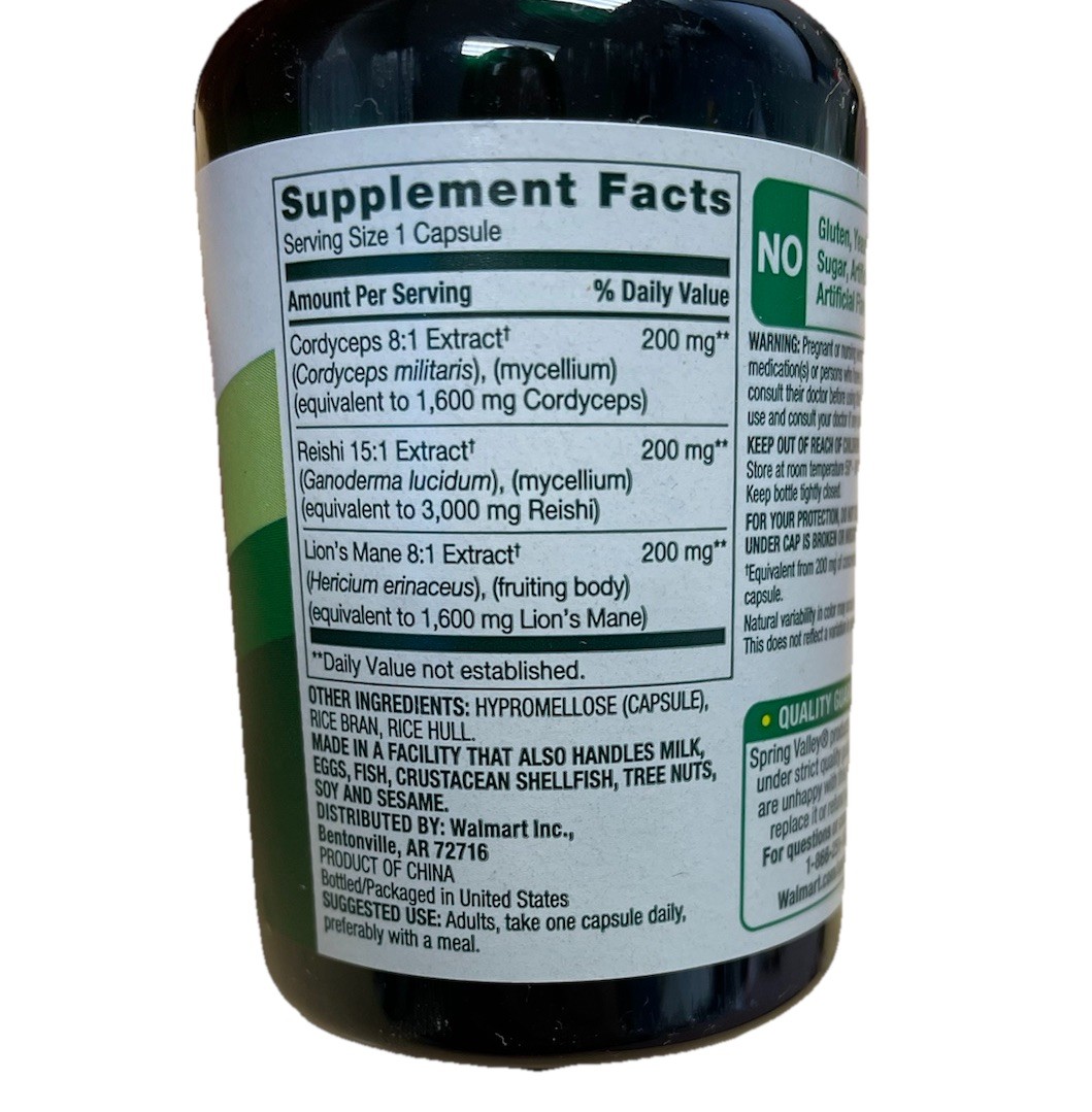 Spring Valley Mushroom Complex Dietary Supplement 6,200mg, 30 Caps 2 Pack Bundle