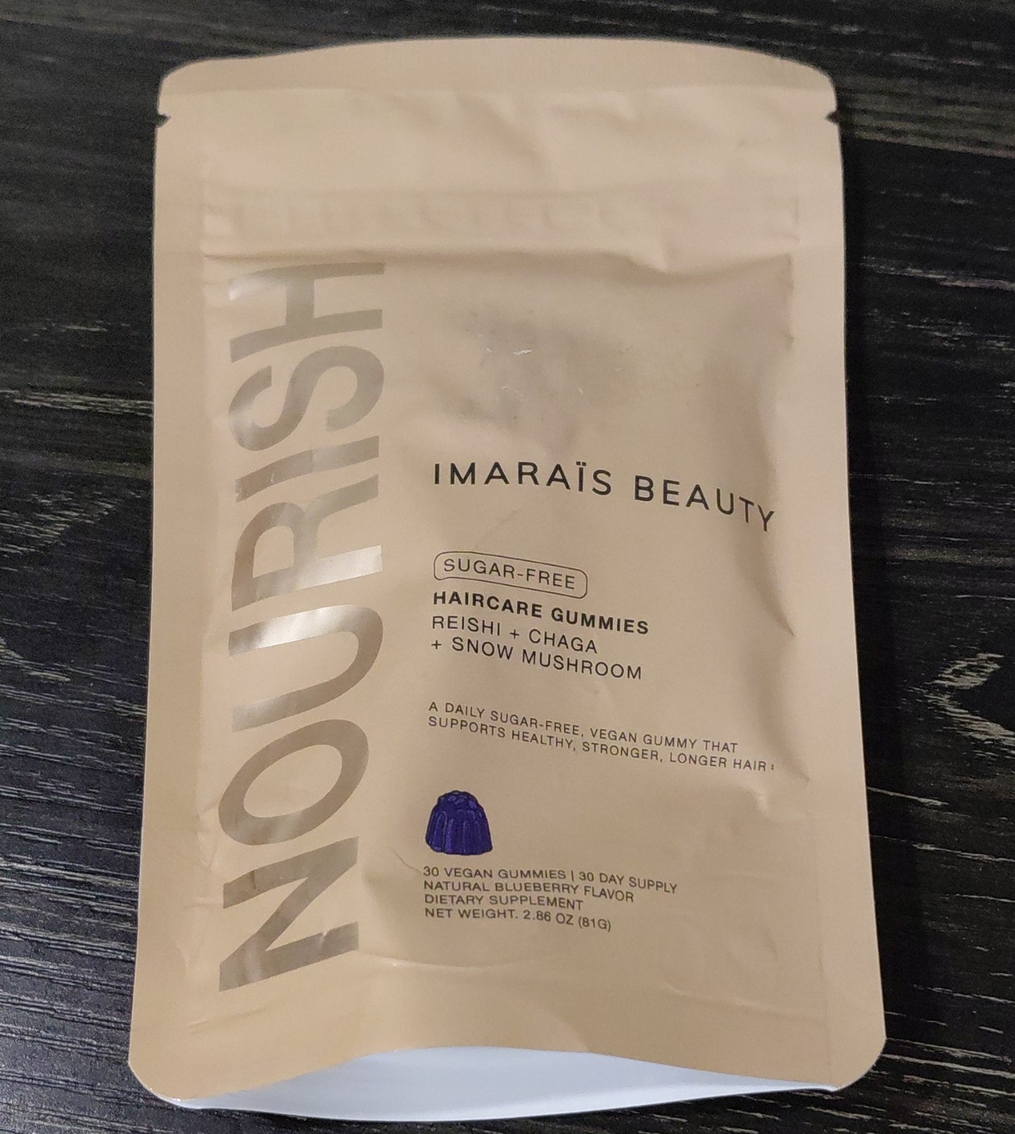 Imarais Beauty Sugar-Free Vegan Haircare Gummies Reishi Chaga Snow Mushroom 30ct