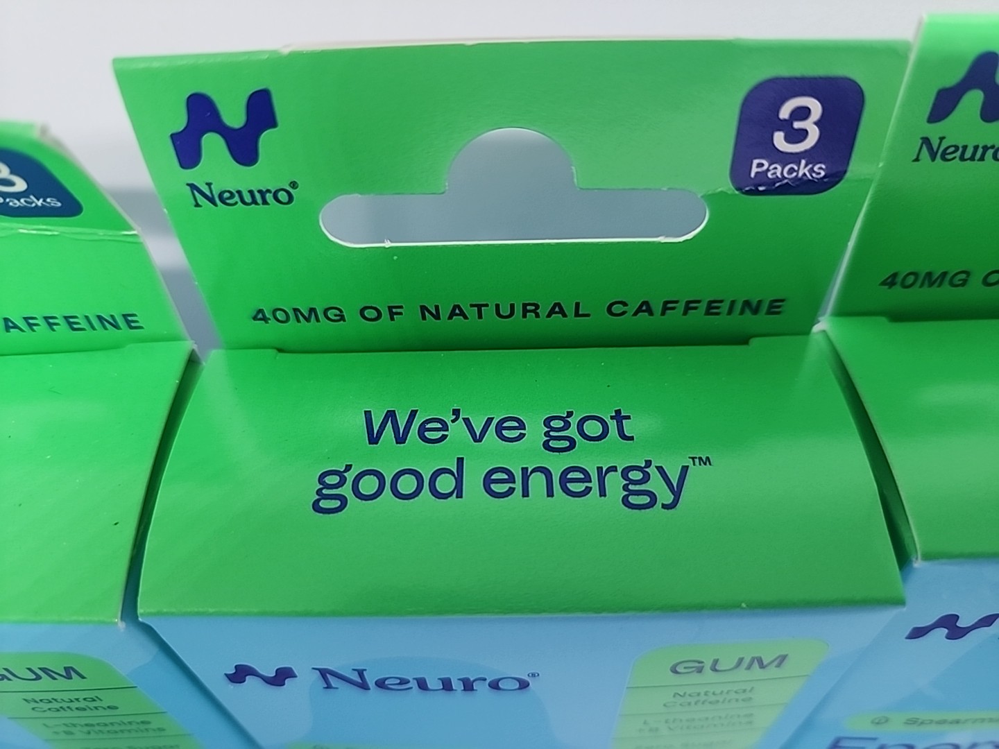 Neuro Energy & Focus Gum L-Theanine B6 B12 Caffeine Spearmint 72 Pieces 09/2027