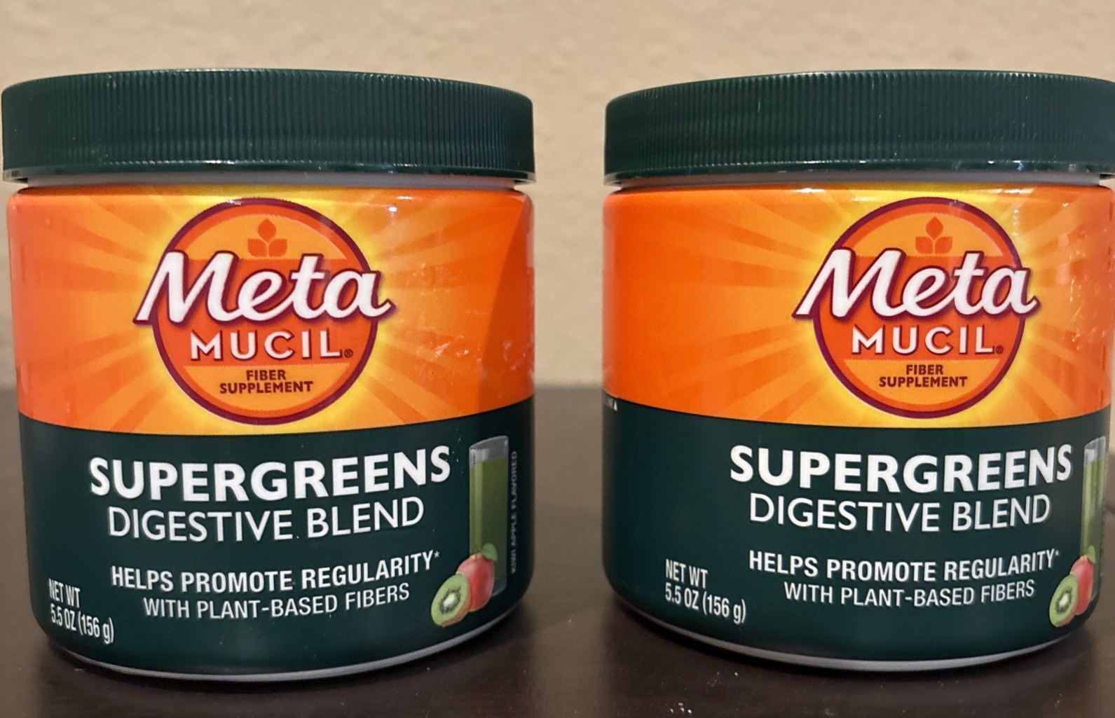 2 Metamucil Super Greens Digestive Blend Powder Fiber Kiwi Apple 5.5 Oz NEW