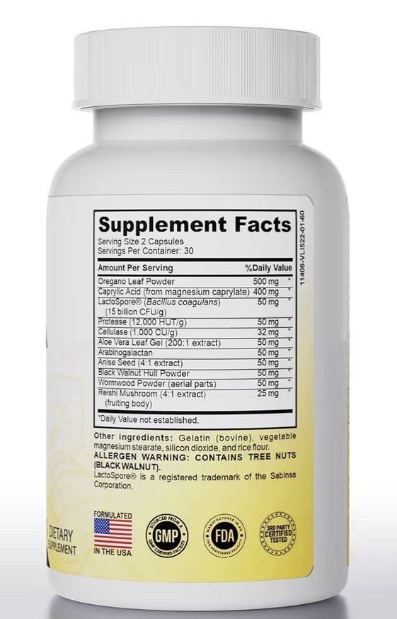 Pure Peak Candida Cleanse Gut & Colon Support Detox for Men & Women 60 Capsules