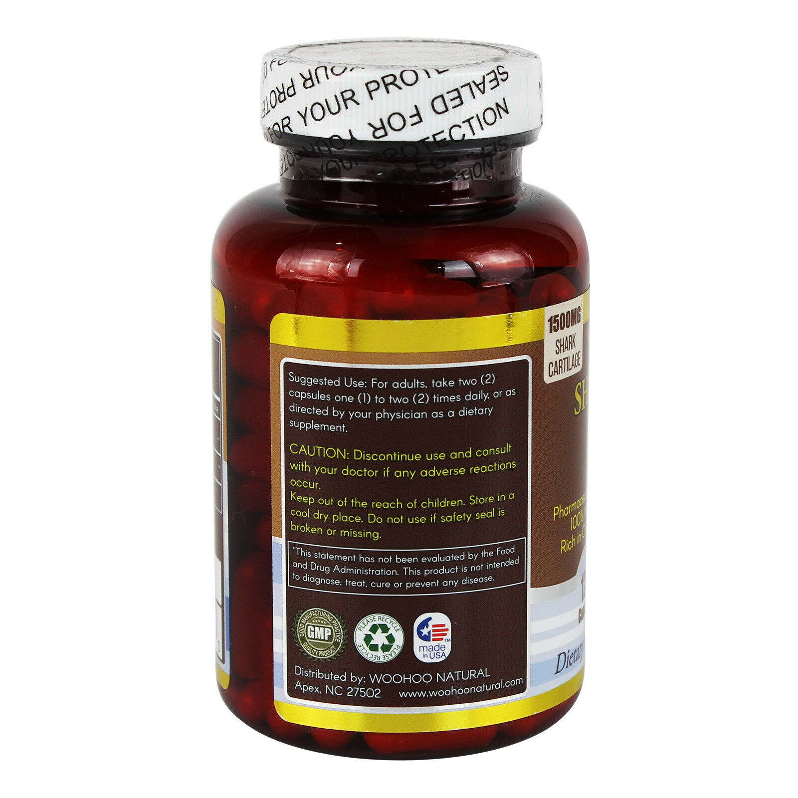 2 x WOHO Natural 100% Natural Shark Cartilage MAX III Tumeric Curcuma 120 Caps