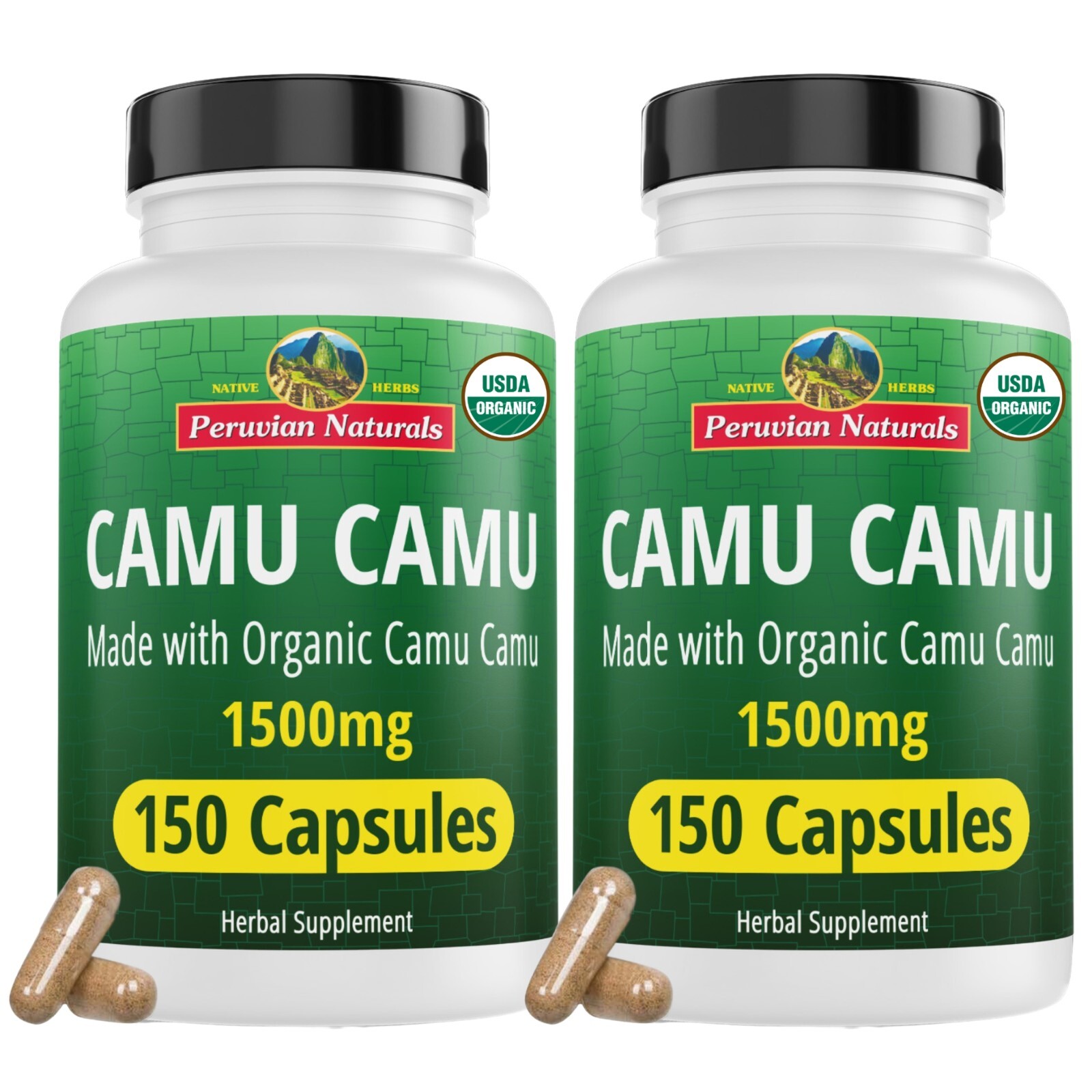 Organic Camu Camu Capsules – 300 Vegan Pills Raw Berry Supplement from Peru 2pk