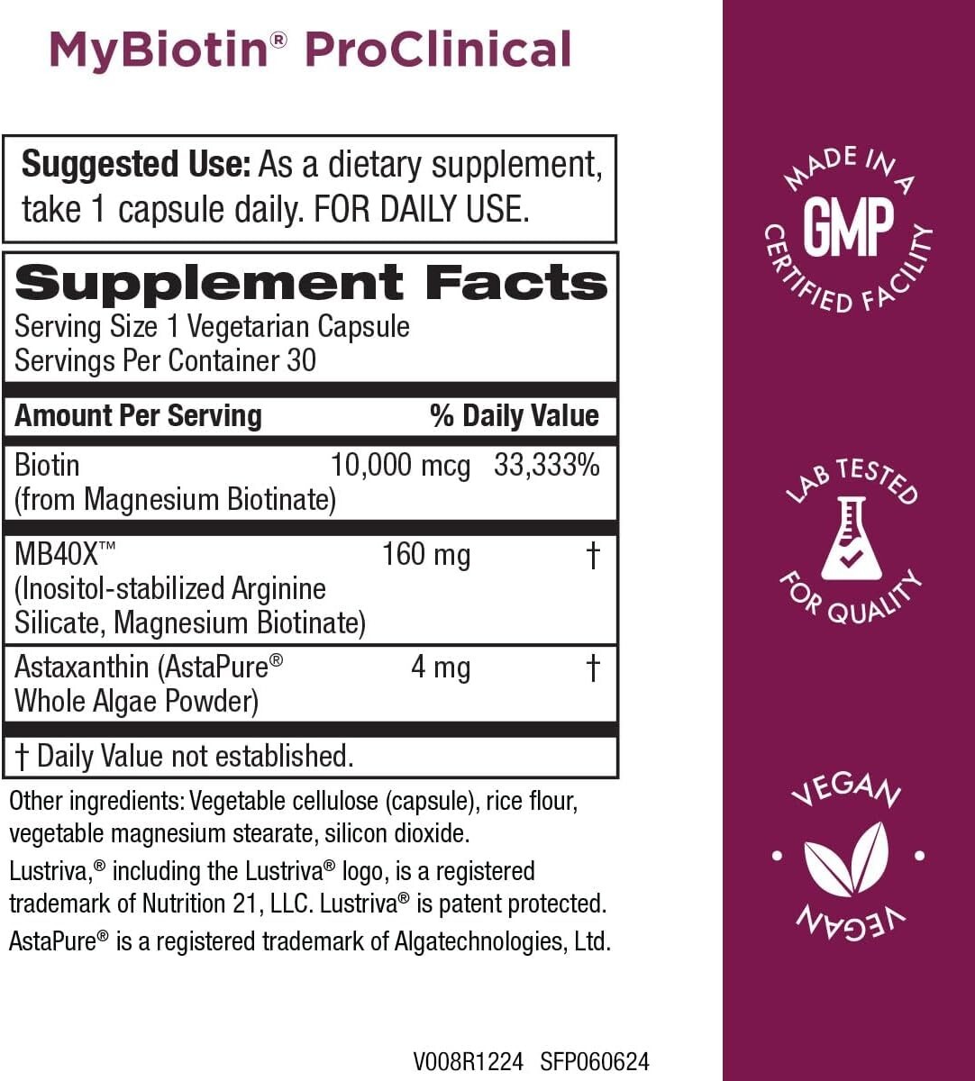Purity Products My Biotin Pro Clinical MyBiotin Thicker Hair 30 Capsule 01/2028+