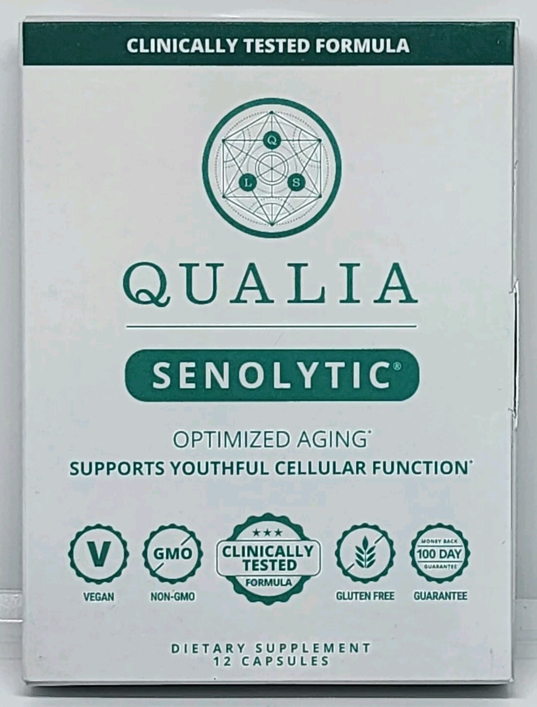QUALIA Senolytic Optimized Aging Supports Youthful Cellular 12 Caps Exp 08/2026