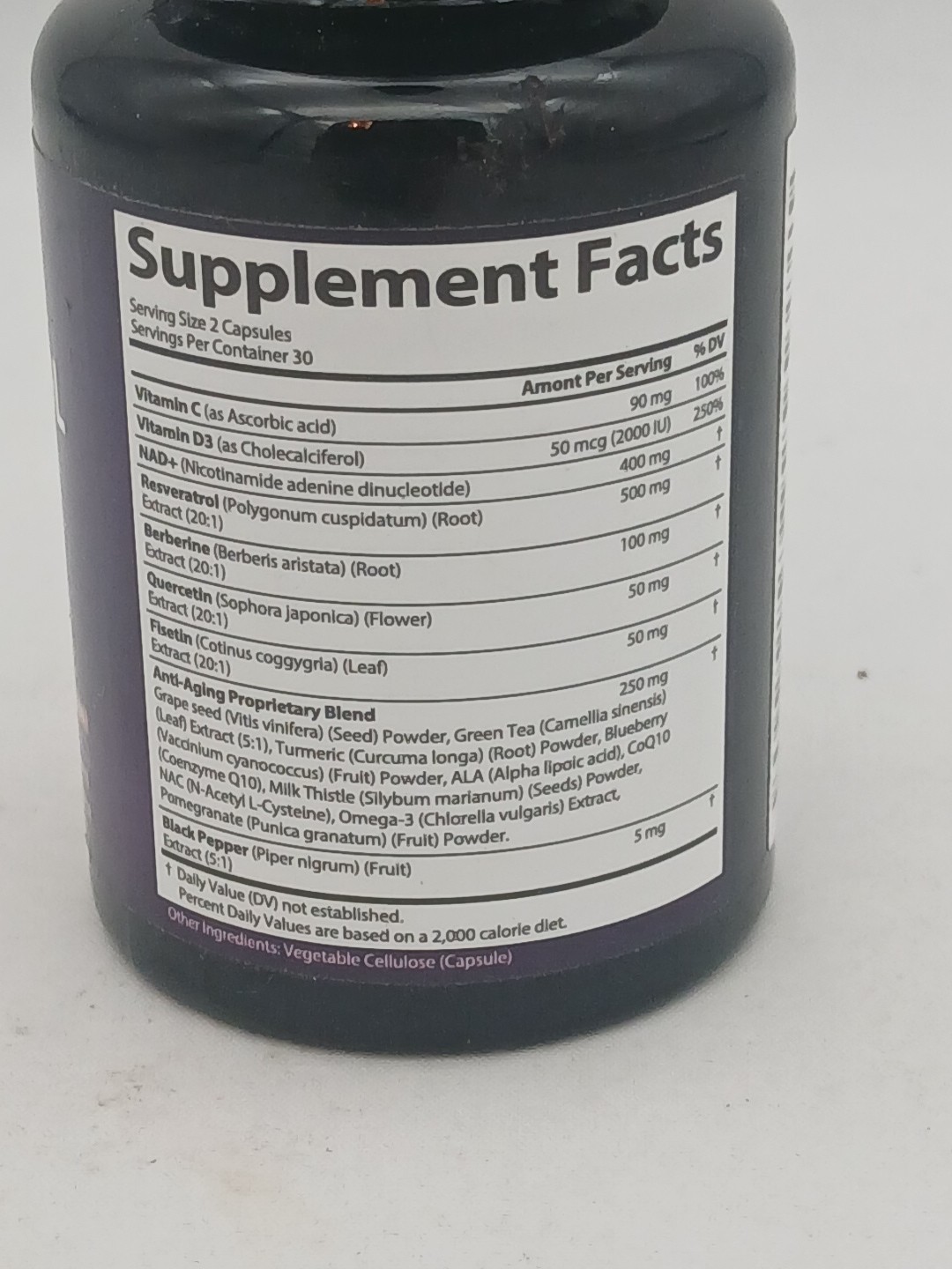 NAD+ Resveratrol Berberine Quercetin Fisetin, 60 Vegan Capsules