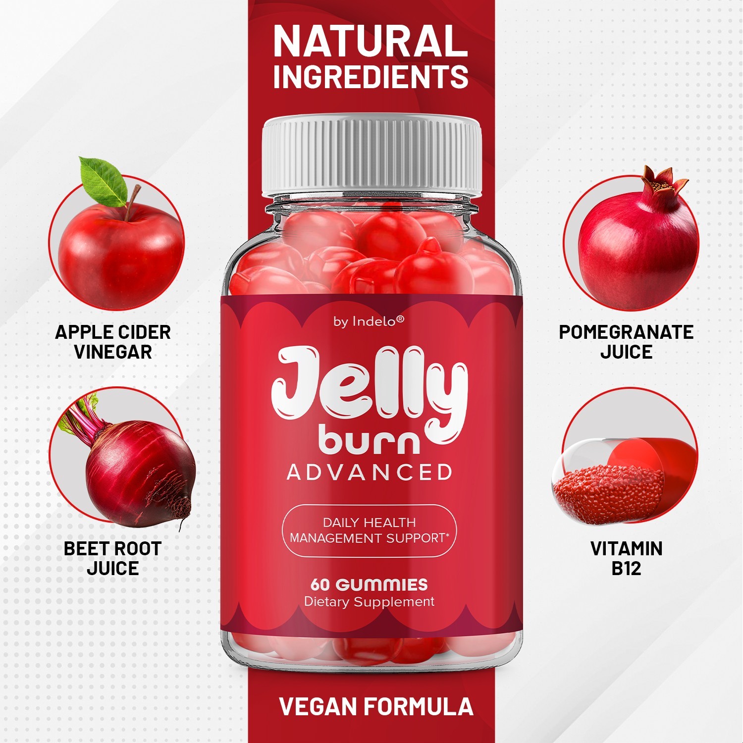 (5 Pack) Jelly Burn ACV Gummies Supplement – JellyBurn Natural Blend Gummy B12
