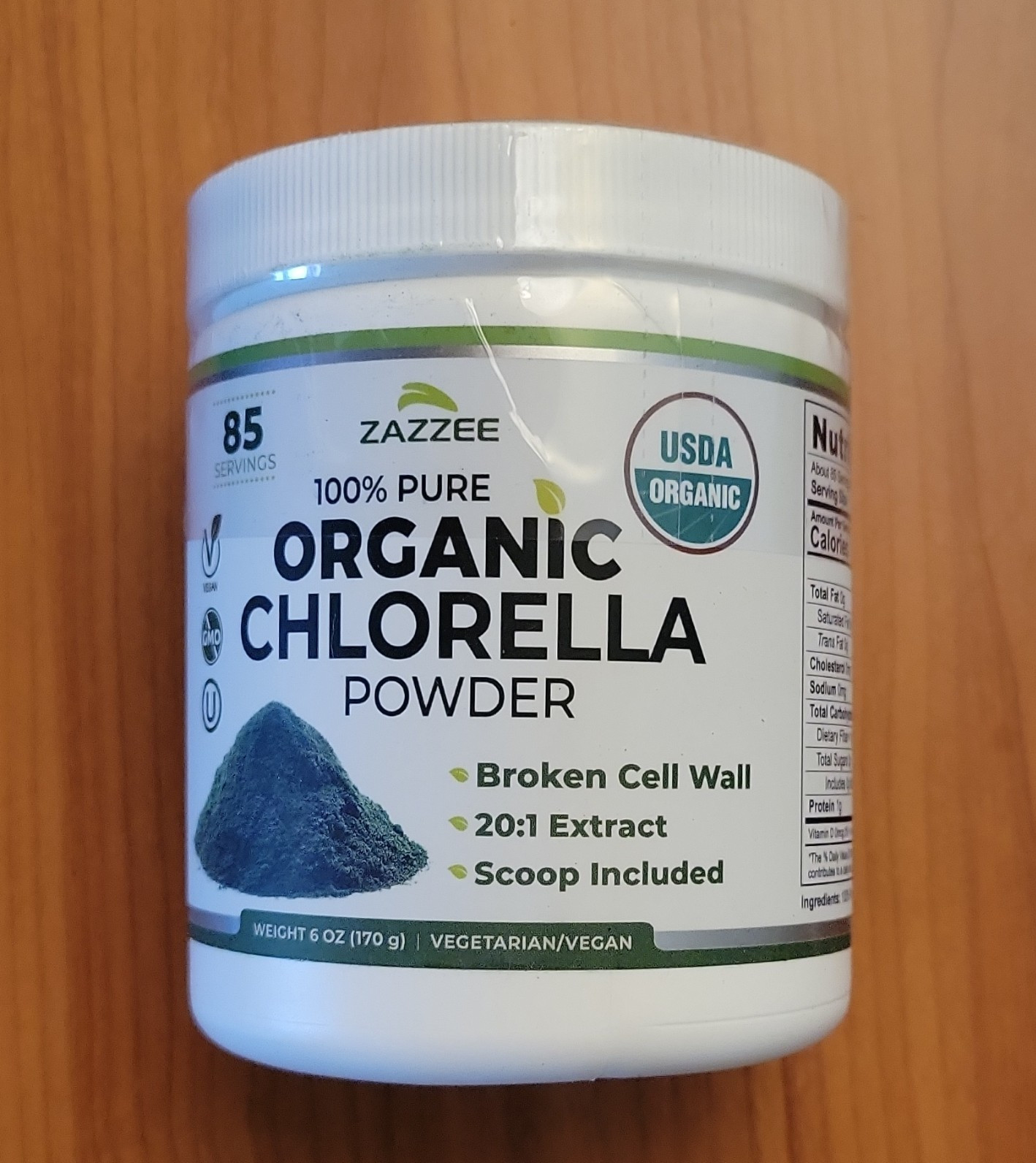 Zazzee Organic Chlorella Powder 100% Pure Broken Cell Wall Vegan GMO-Free 6oz