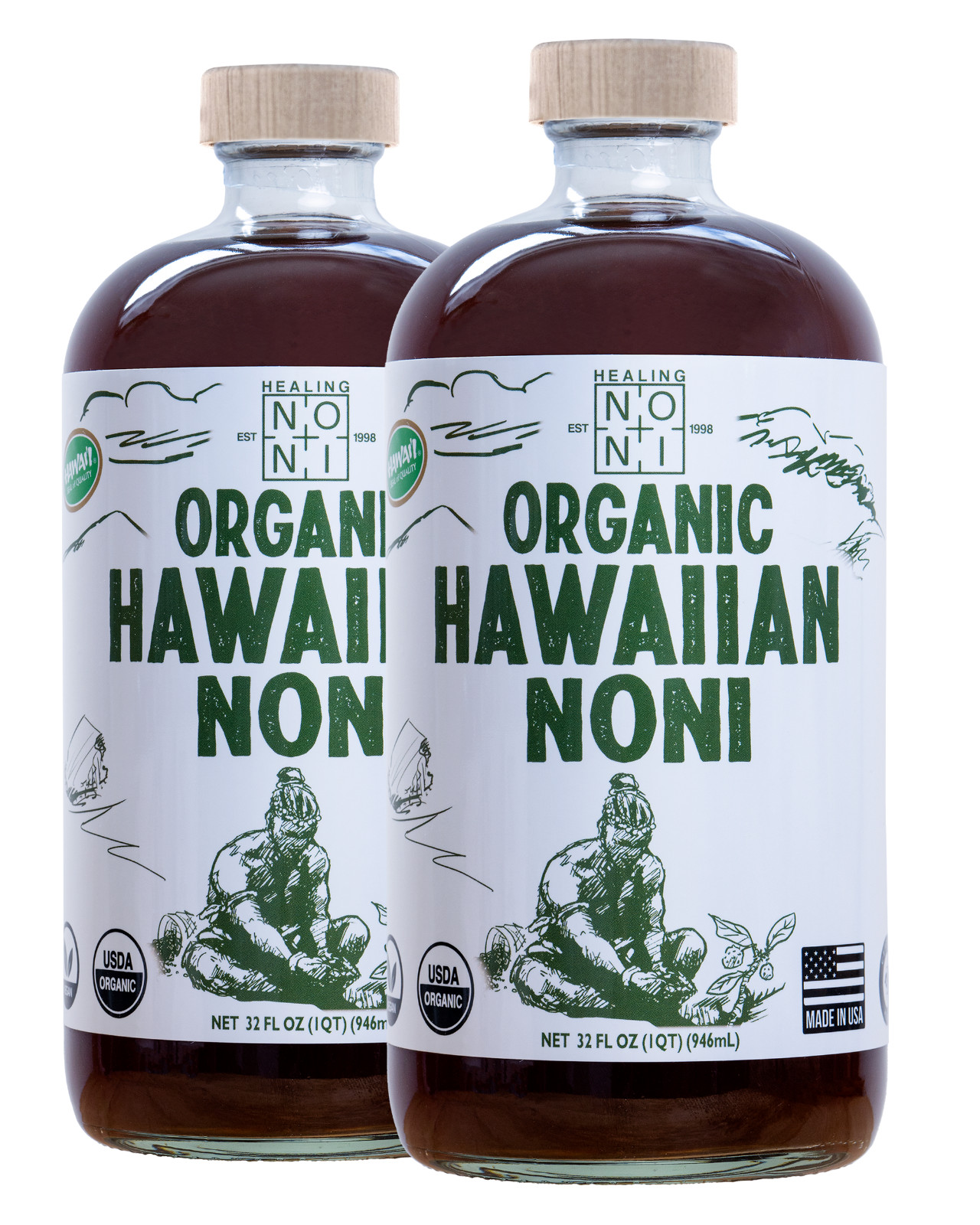 Healing Noni ® – Certified Organic Noni Juice – 2 x 32oz